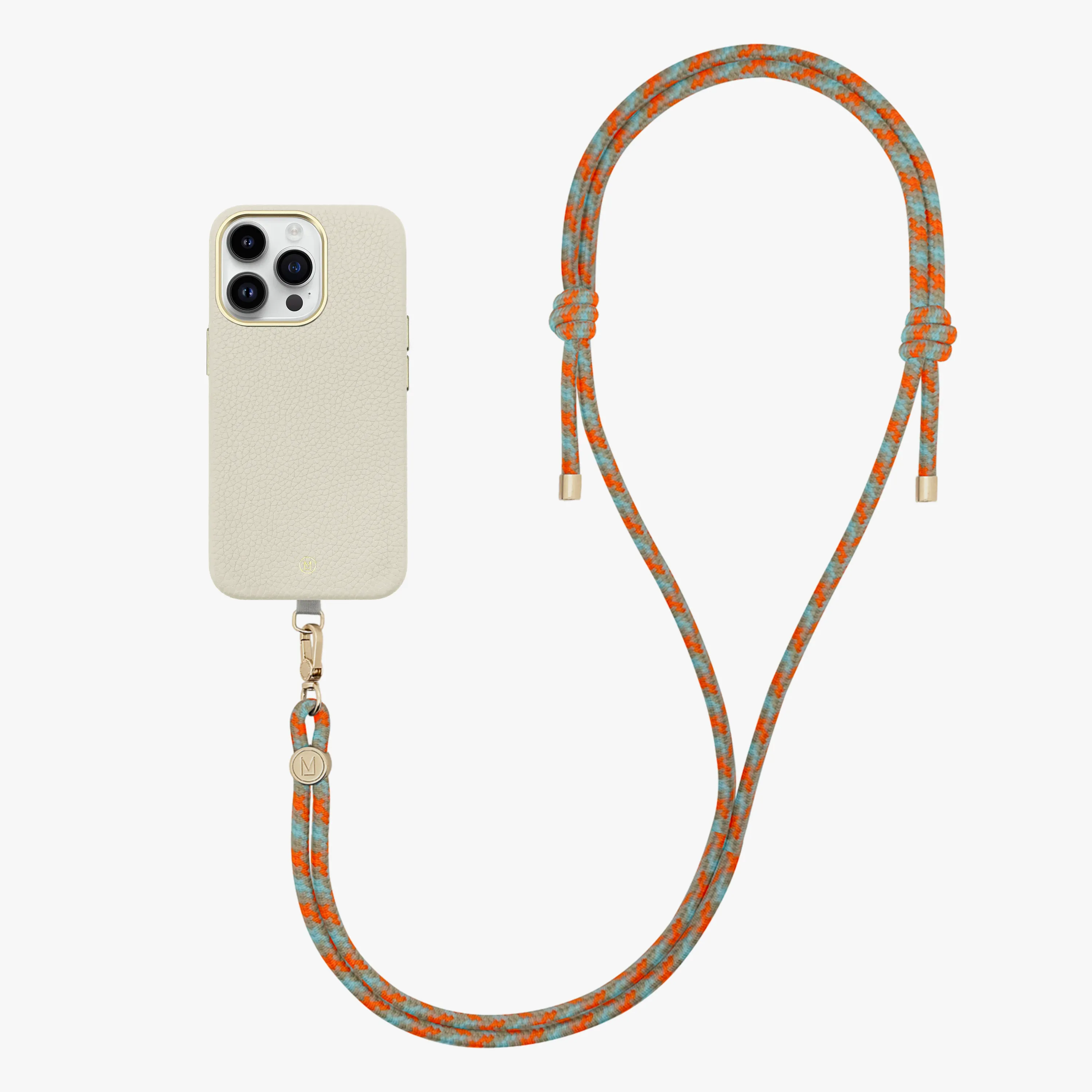 iPhone 14 Plus Leather MagSafe Case with Crossbody Rope Strap
