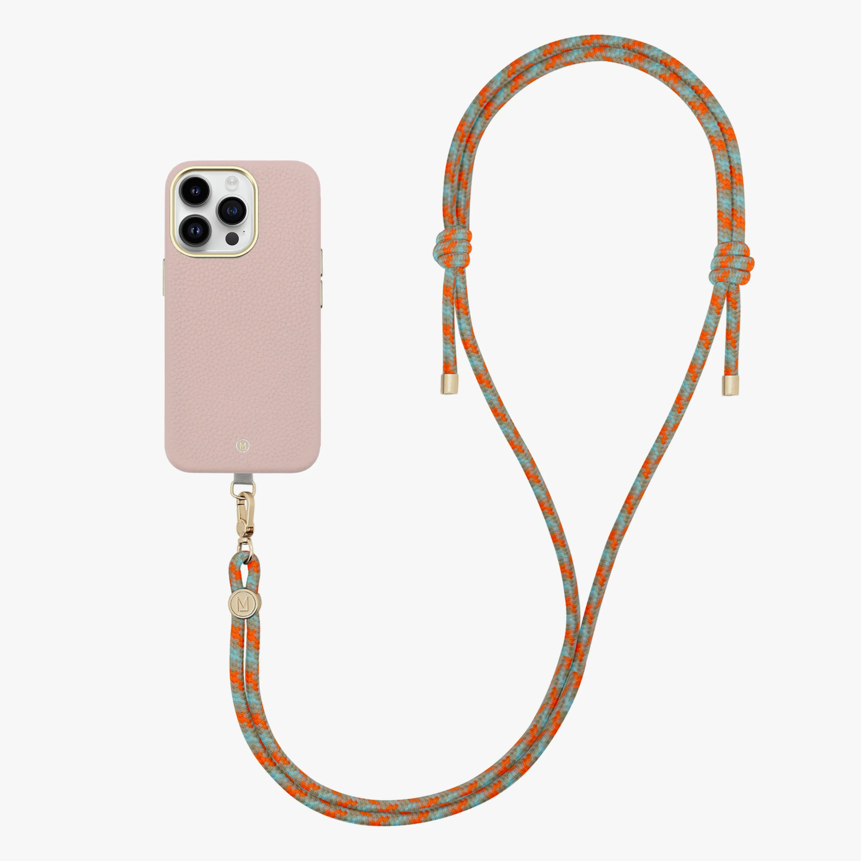 iPhone 14 Plus Leather MagSafe Case with Crossbody Rope Strap