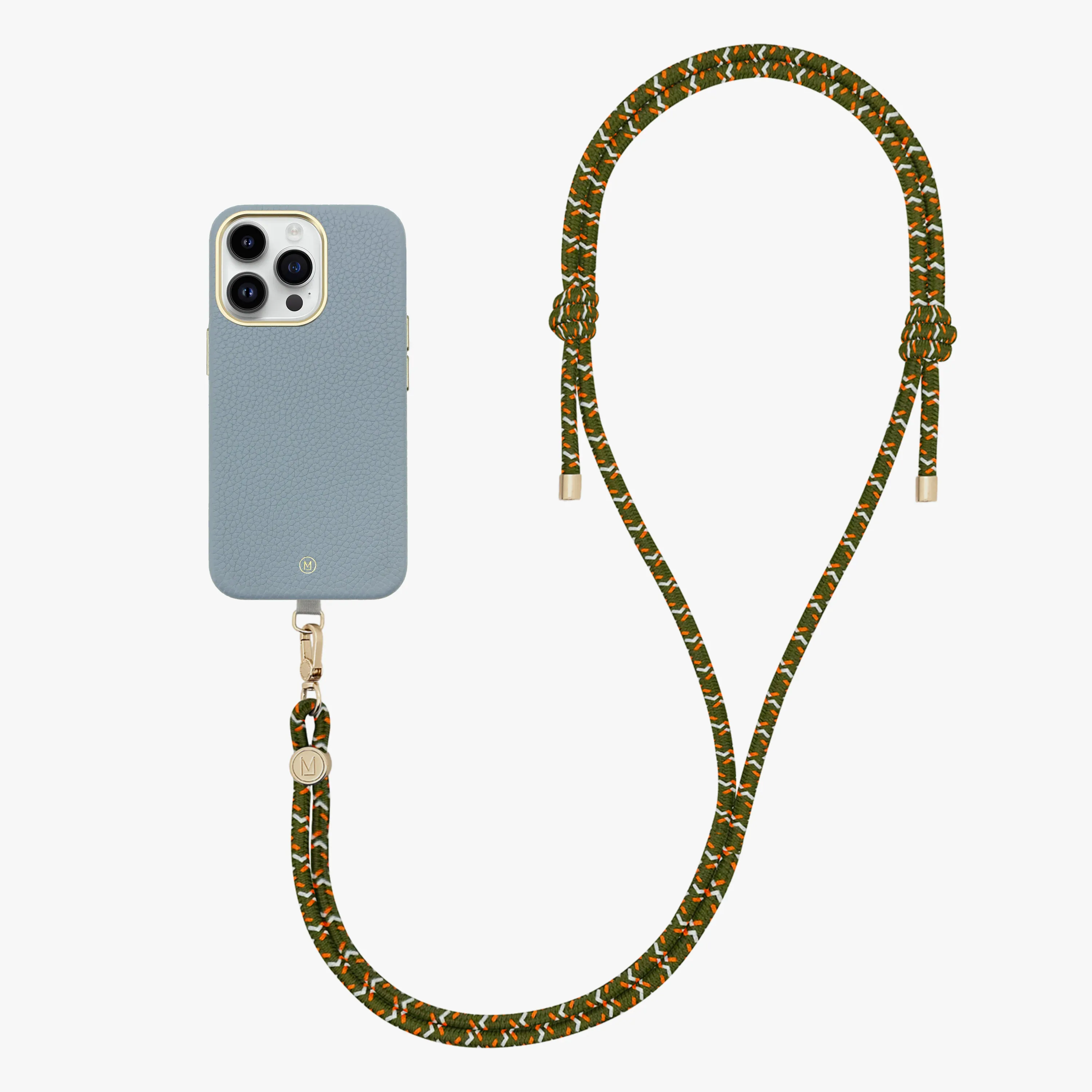 iPhone 14 Plus Leather MagSafe Case with Crossbody Rope Strap