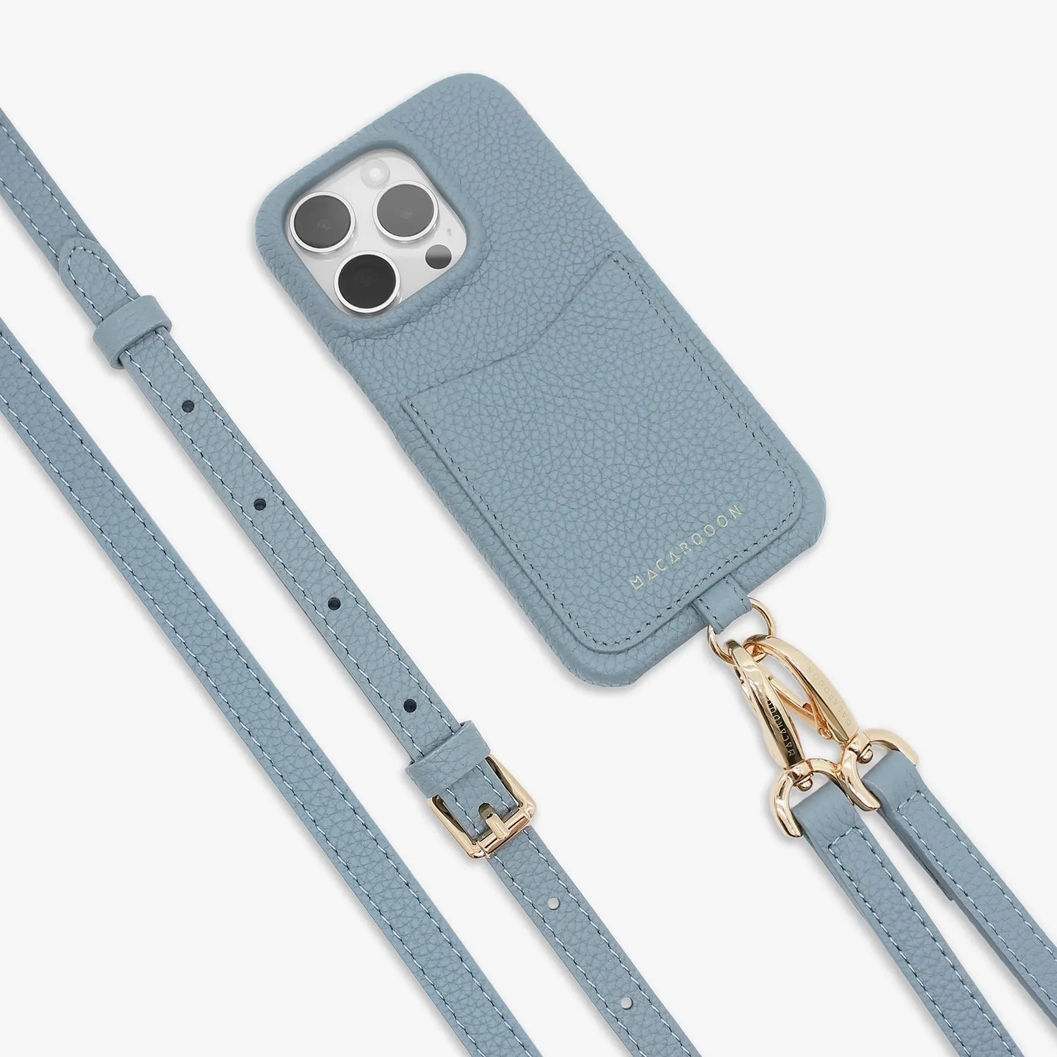 iPhone 14 Pro Max Leather Sling Card Case with Crossbody Leather Strap