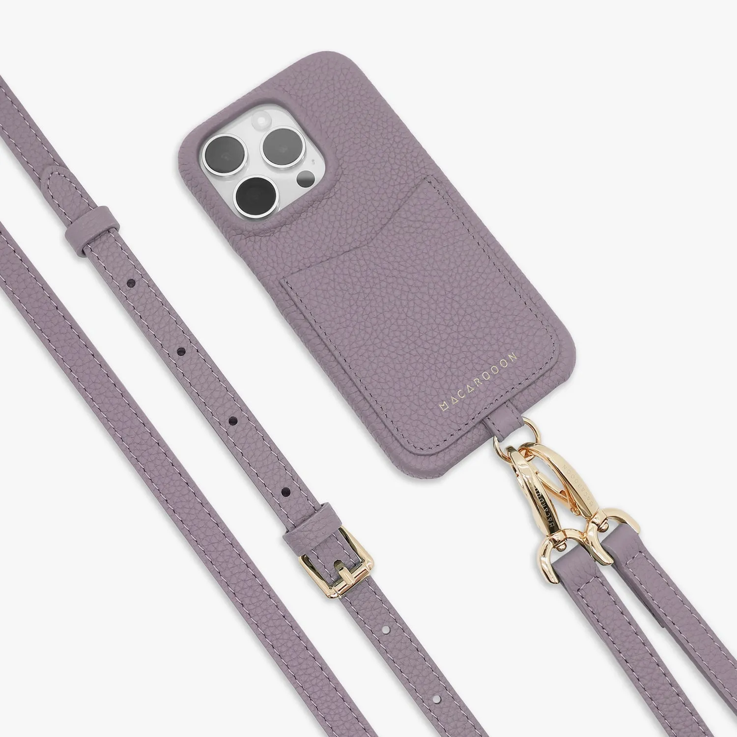 iPhone 14 Pro Max Leather Sling Card Case with Crossbody Leather Strap