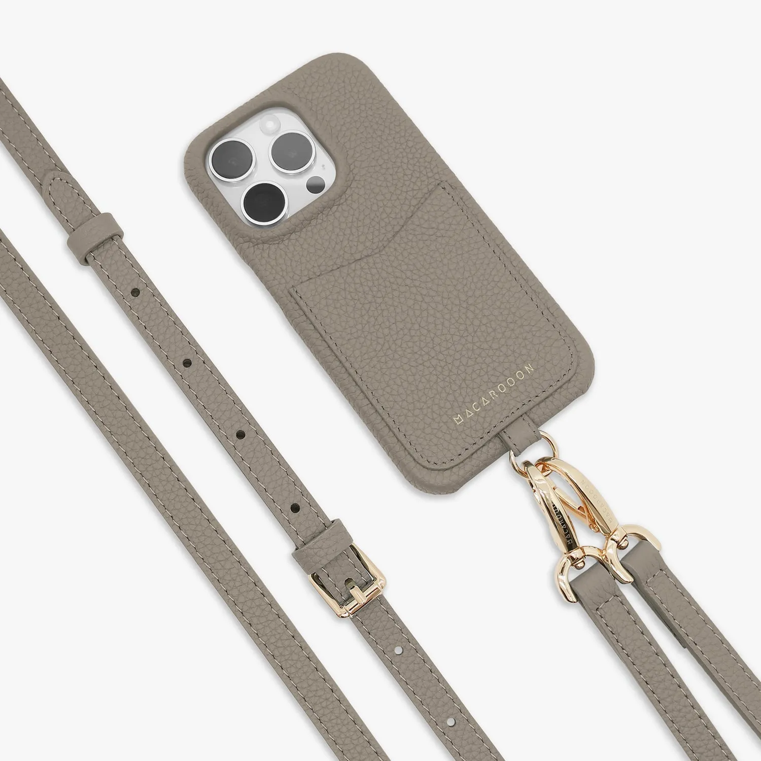 iPhone 14 Pro Max Leather Sling Card Case with Crossbody Leather Strap