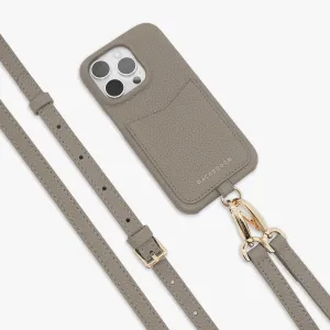 iPhone 14 Pro Max Leather Sling Card Case with Crossbody Leather Strap