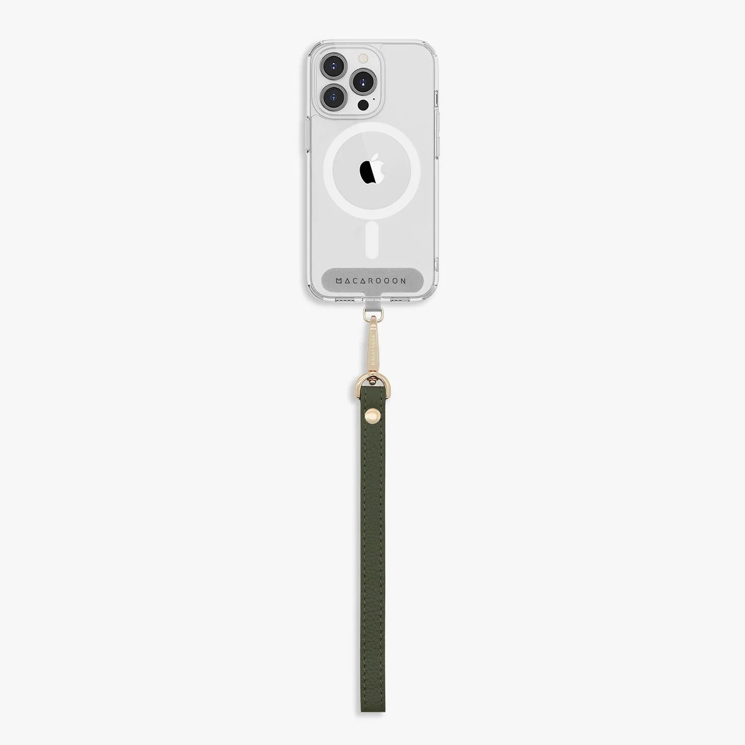 iPhone 15 Clear Case with Wrist Leather Strap