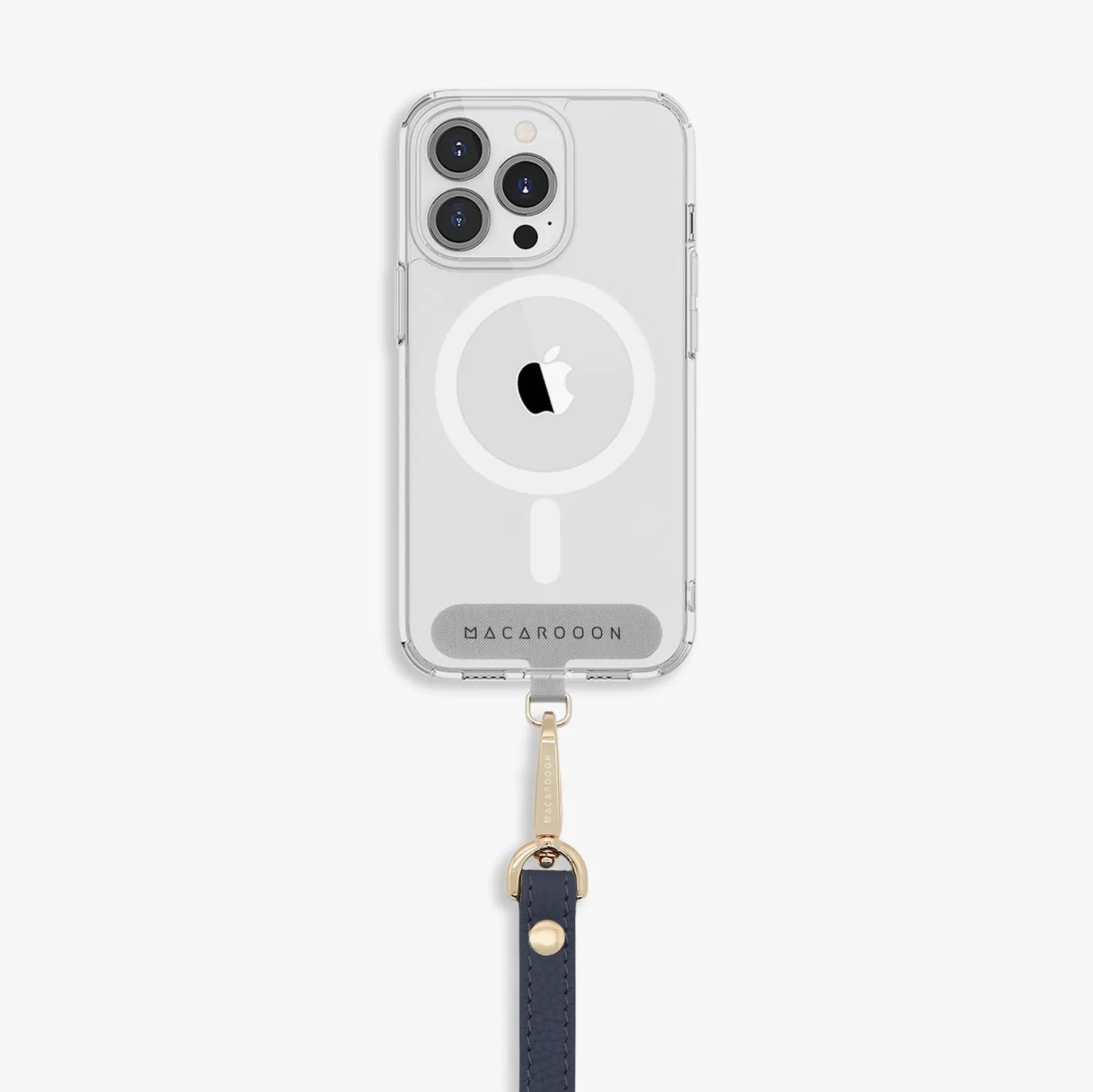 iPhone 15 Clear Case with Wrist Leather Strap