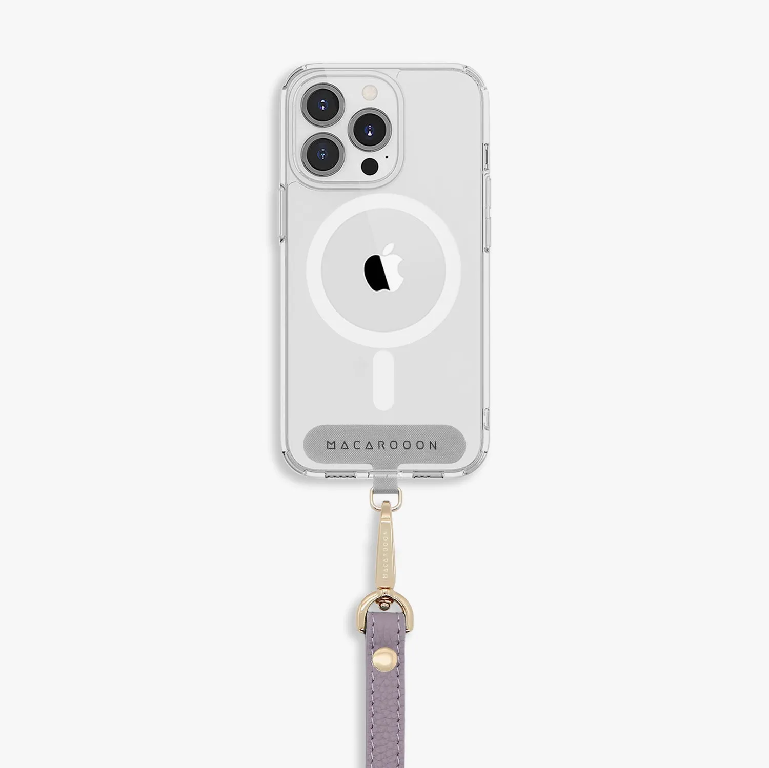 iPhone 15 Clear Case with Wrist Leather Strap