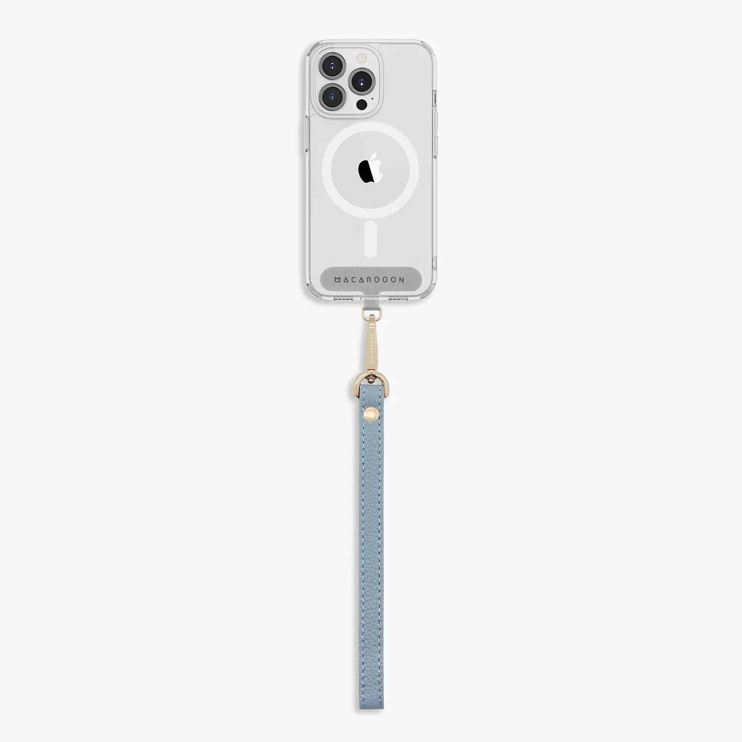 iPhone 15 Clear Case with Wrist Leather Strap