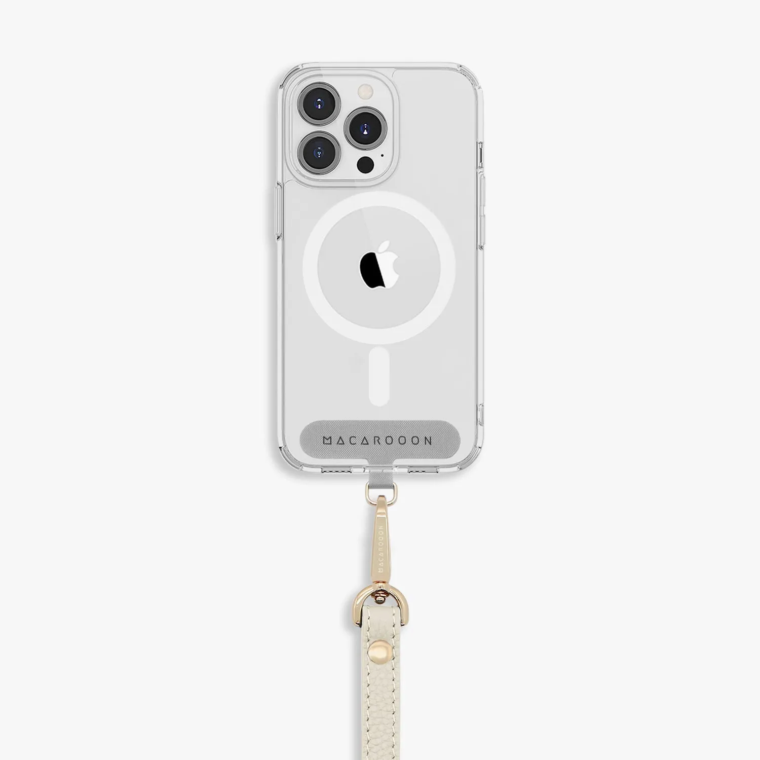 iPhone 15 Clear Case with Wrist Leather Strap