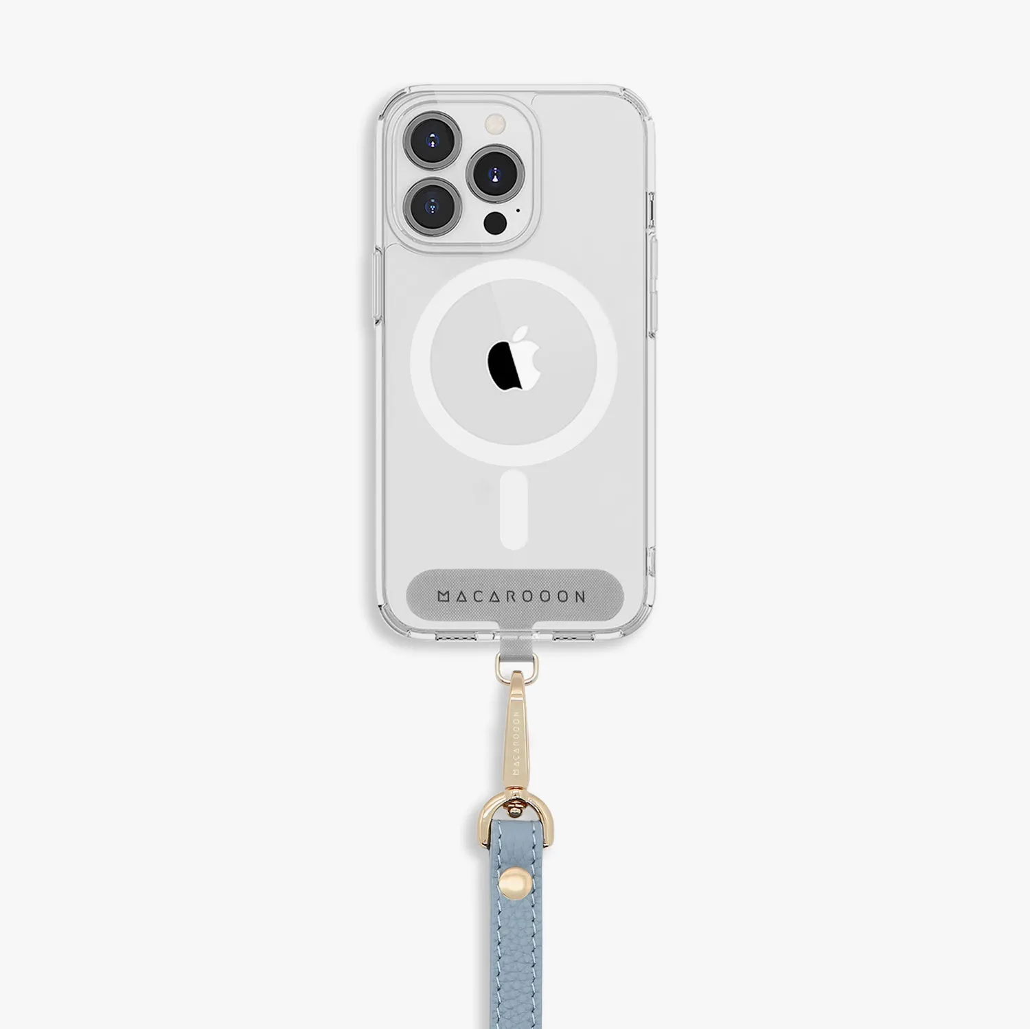 iPhone 15 Clear Case with Wrist Leather Strap