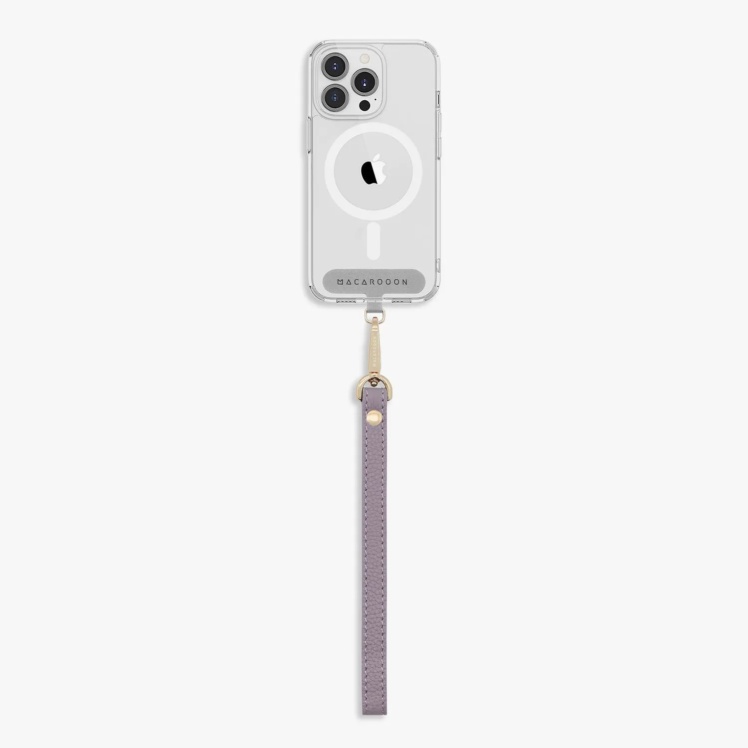 iPhone 15 Clear Case with Wrist Leather Strap