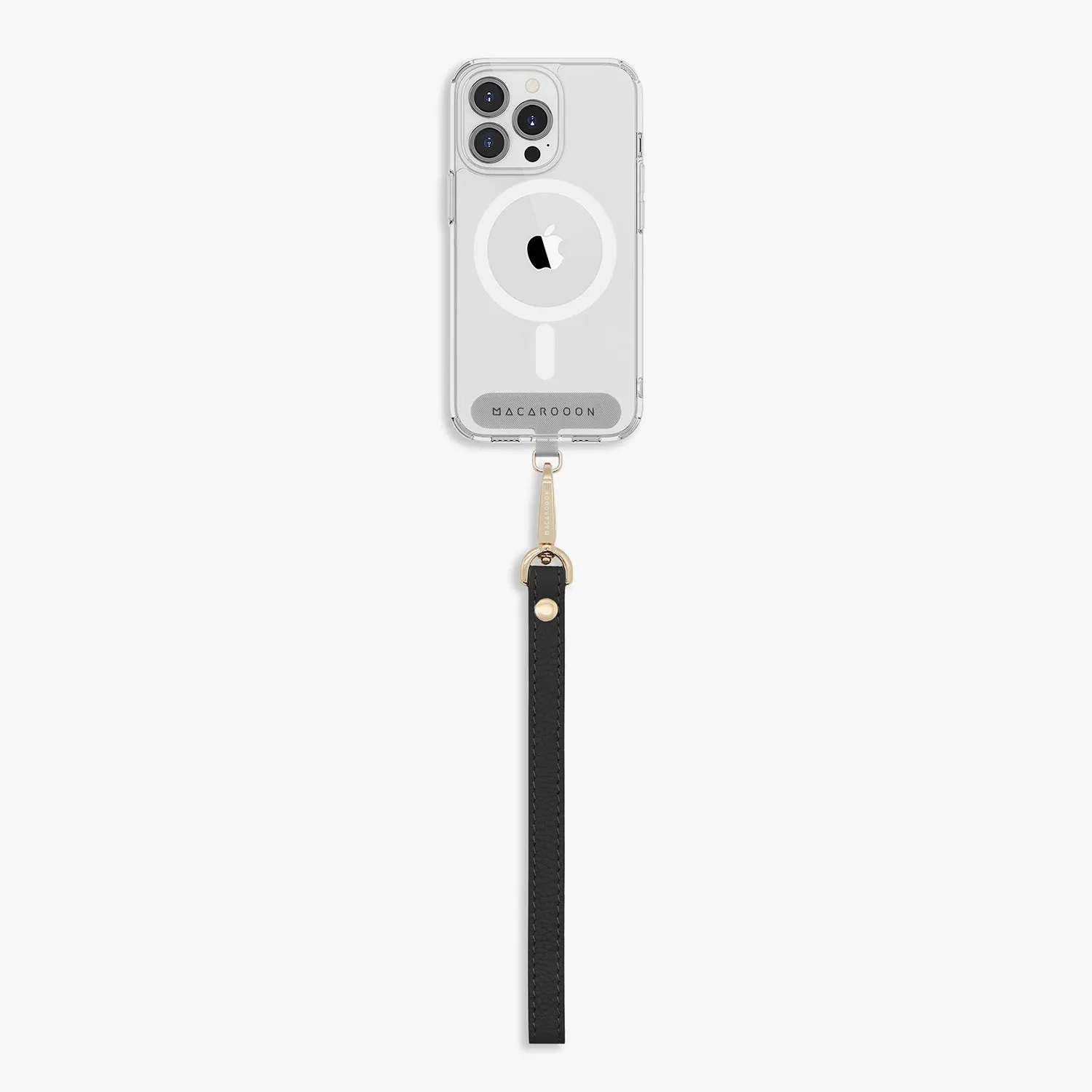 iPhone 15 Clear Case with Wrist Leather Strap