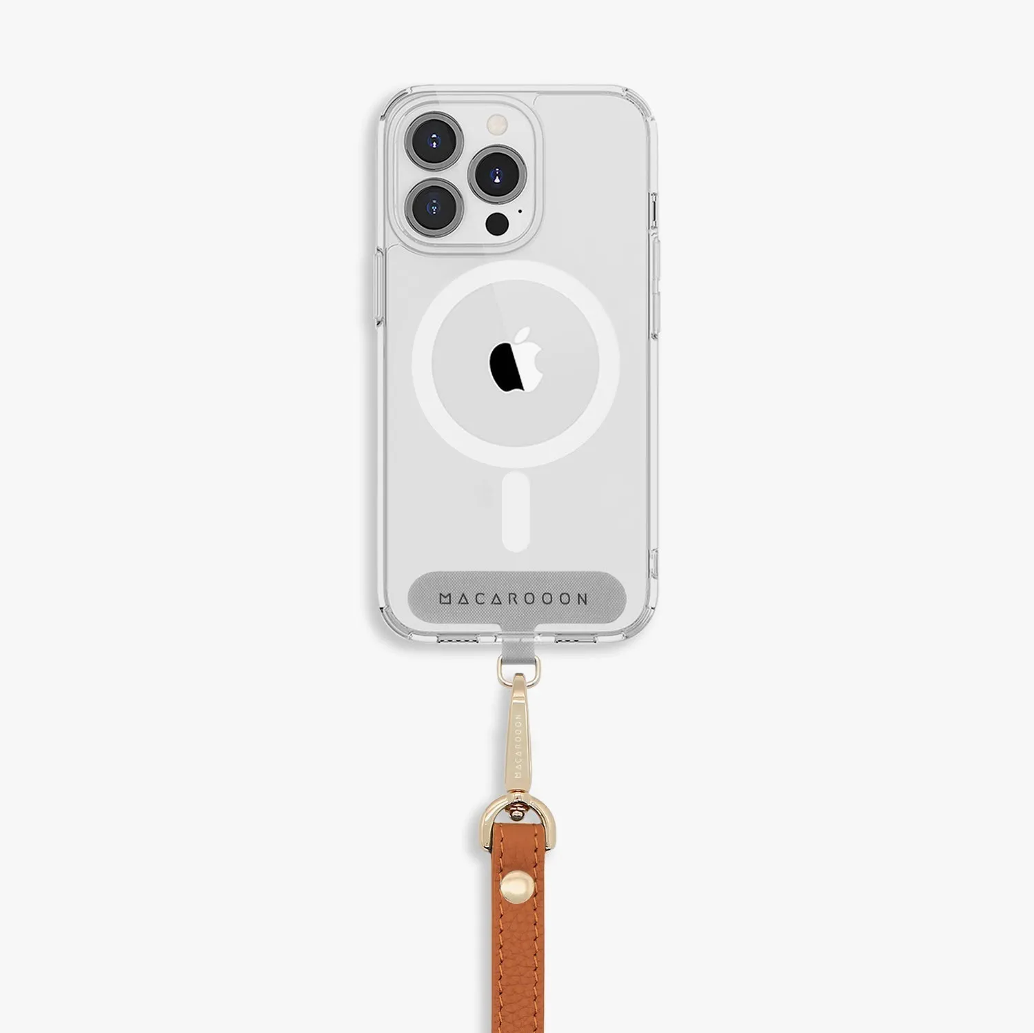 iPhone 15 Clear Case with Wrist Leather Strap