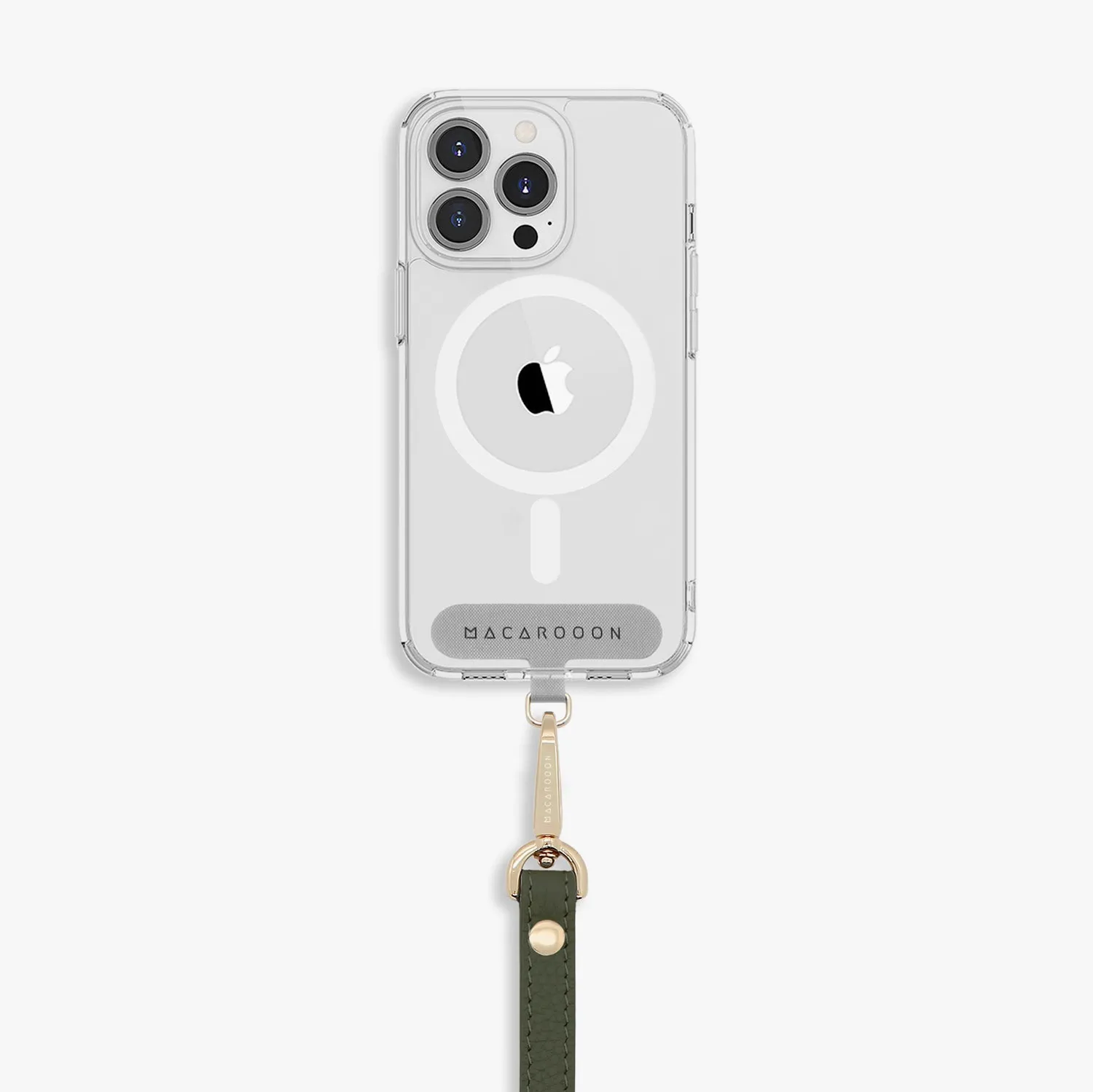 iPhone 15 Clear Case with Wrist Leather Strap