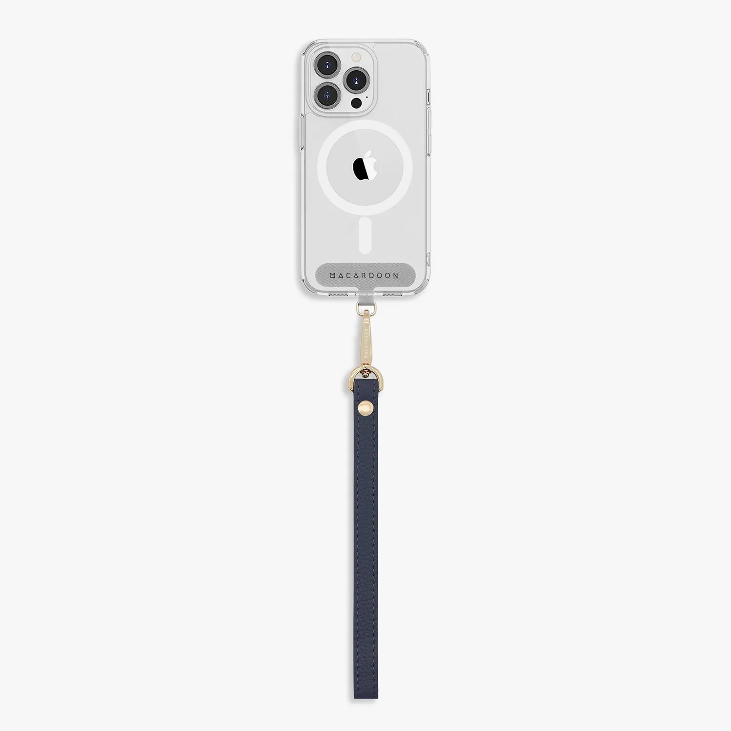 iPhone 15 Clear Case with Wrist Leather Strap