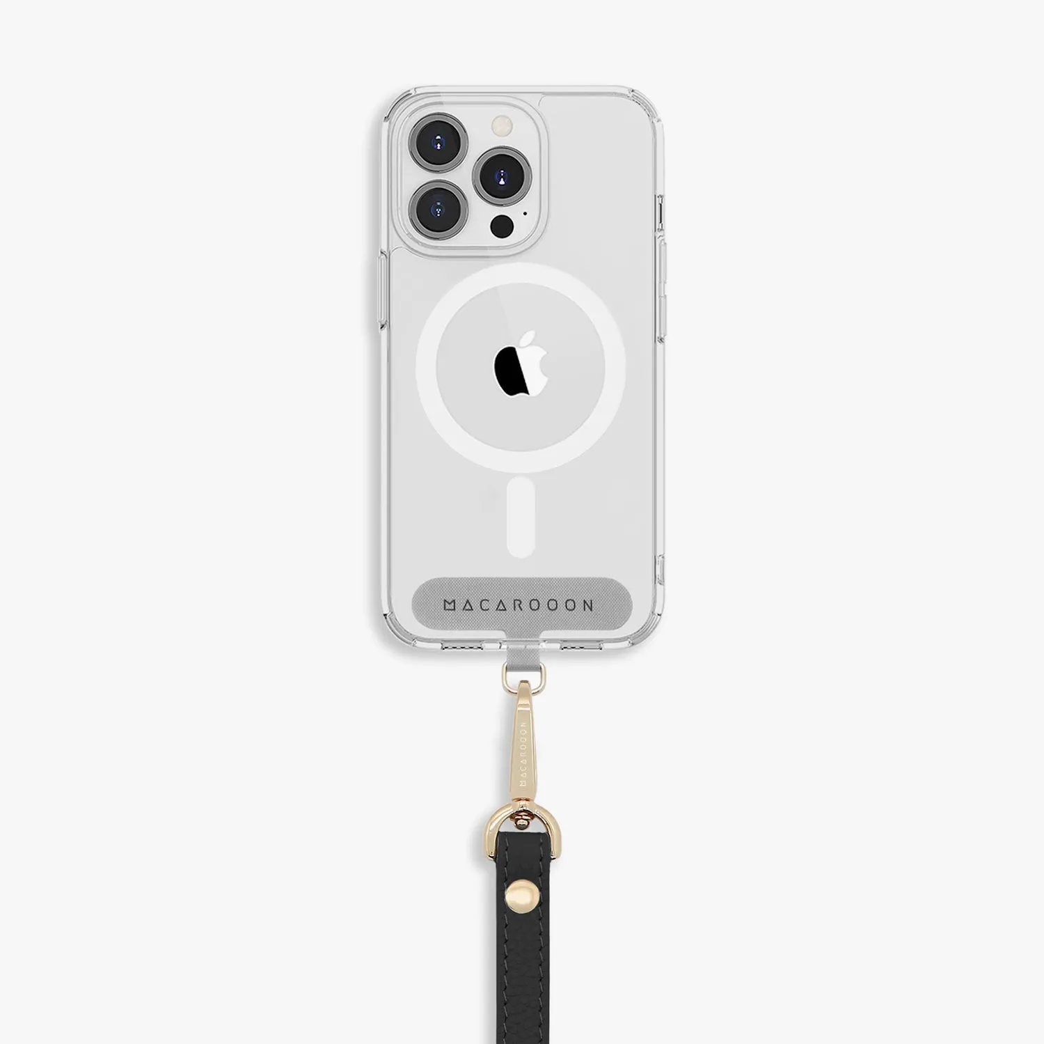 iPhone 15 Clear Case with Wrist Leather Strap