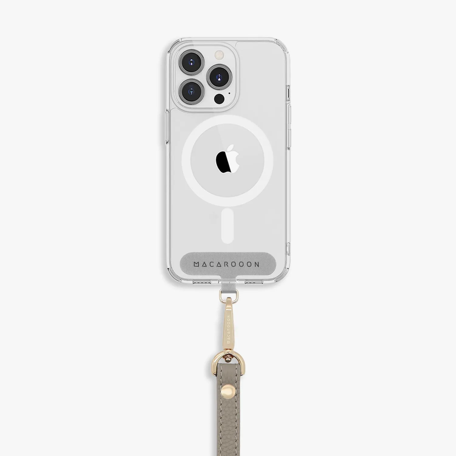 iPhone 15 Clear Case with Wrist Leather Strap