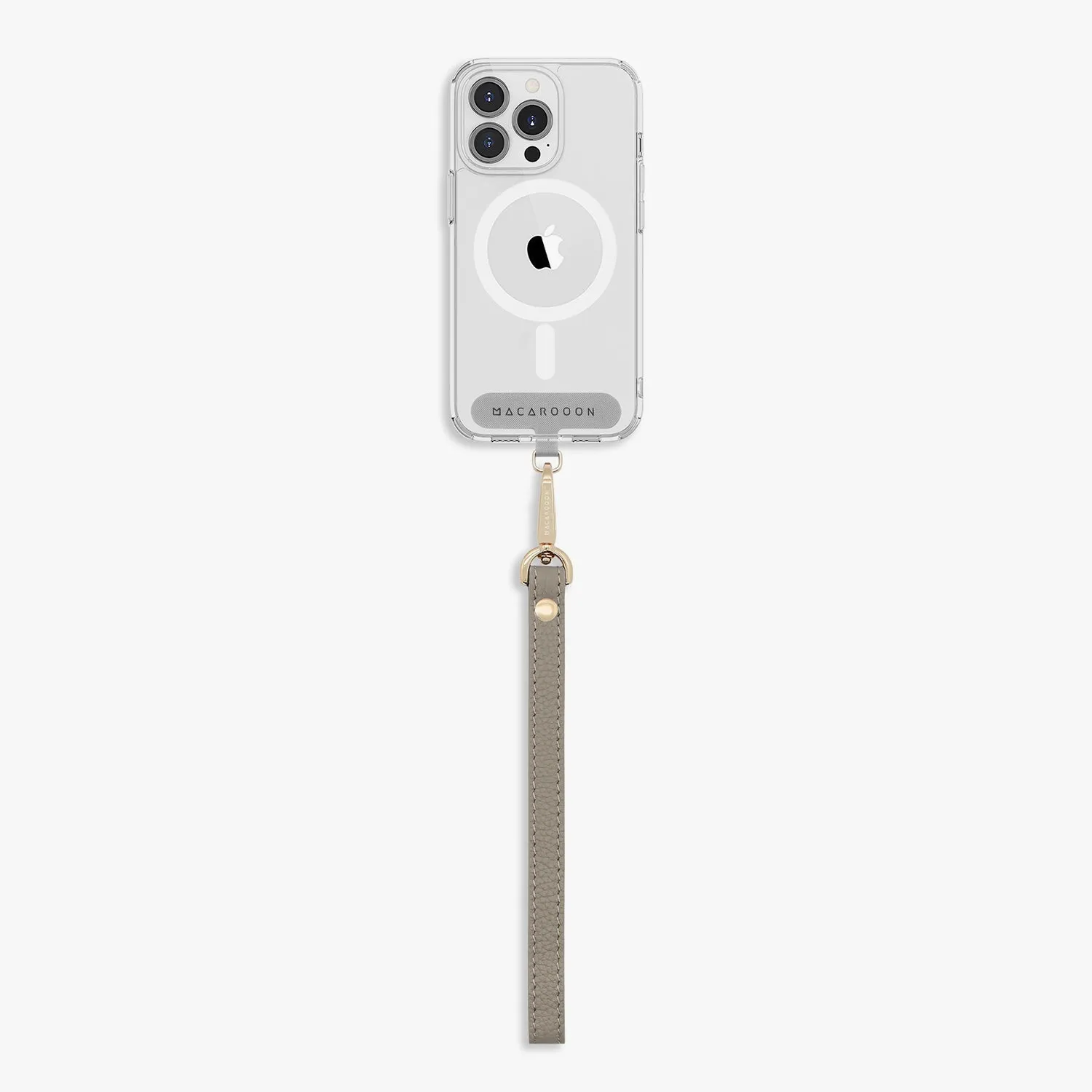 iPhone 15 Clear Case with Wrist Leather Strap
