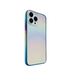 iPhone 15 Pro hard case cover with laser hologram design - transparent