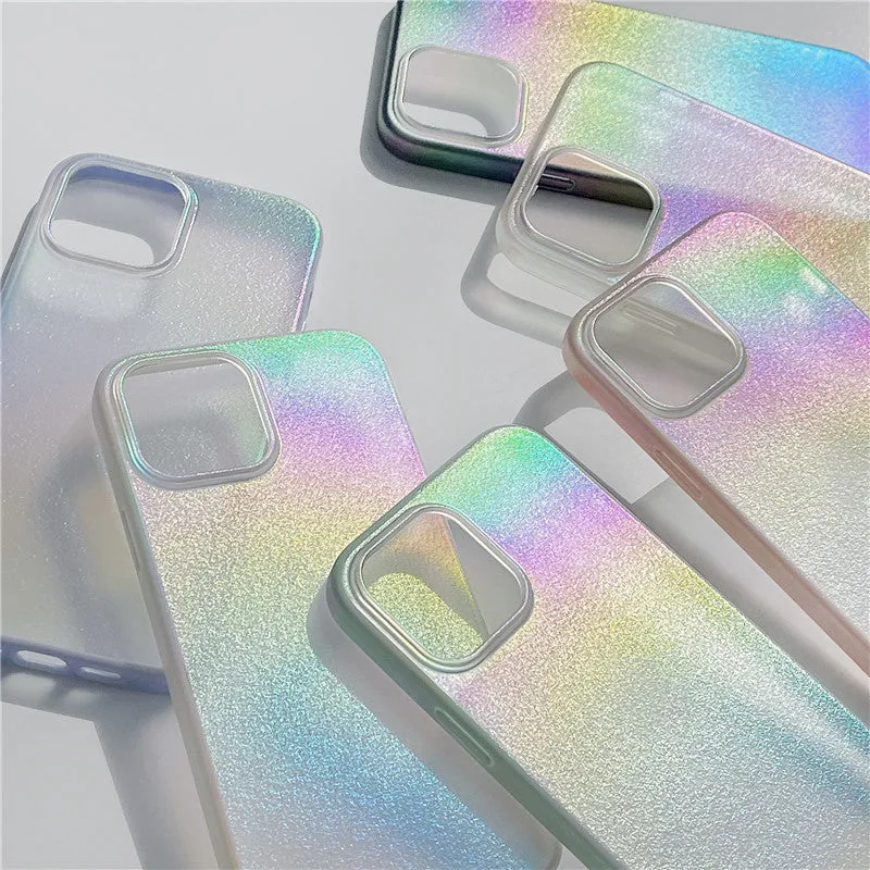 iPhone 15 Pro hard case cover with laser hologram design - transparent