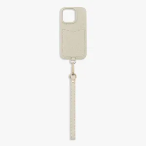 iPhone 15 Pro Max Leather Sling Card Case with Wrist Leather Strap