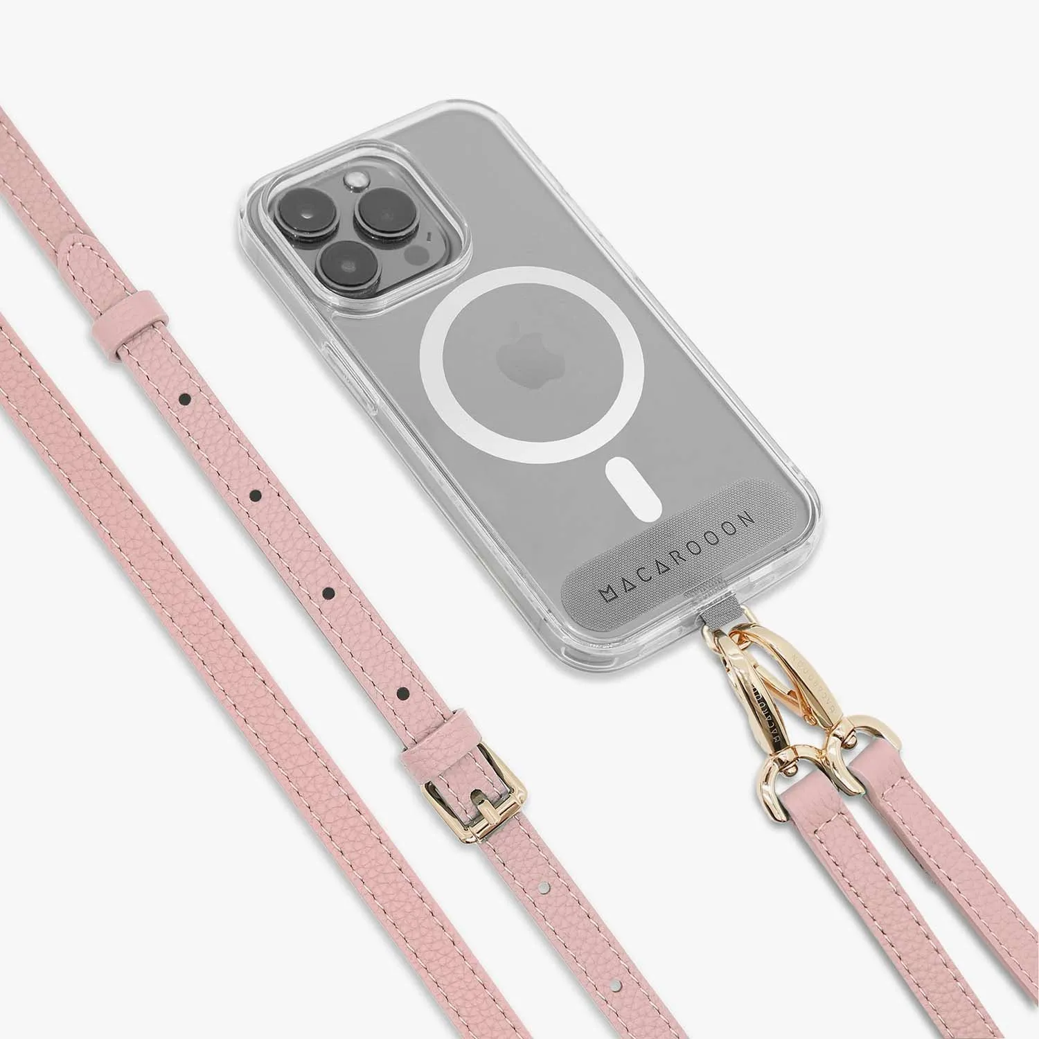 iPhone 16 Clear Case with Crossbody Leather Strap