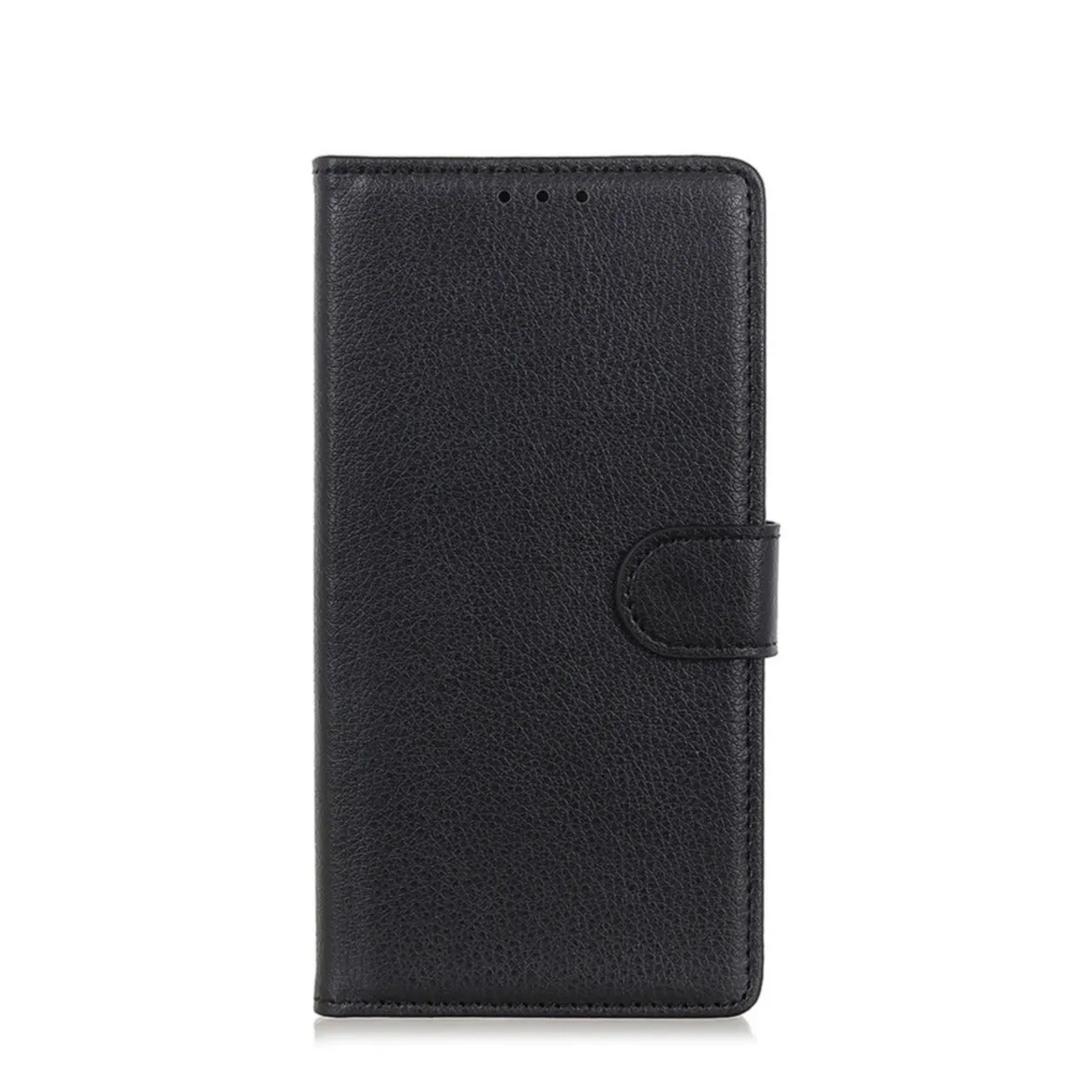 iPhone 16 Leather Case Flip Cover Litchi Look - Black