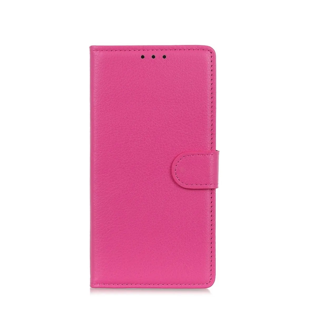 iPhone 16 Leather Case Flip Cover Litchi Look - Pink