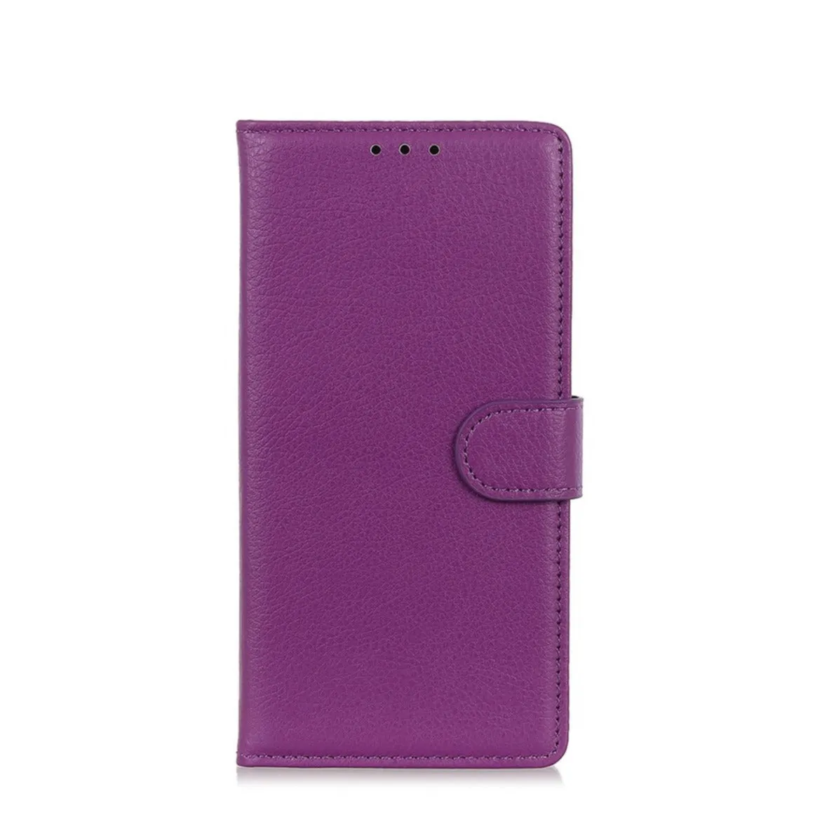 iPhone 16 Leather Case Flip Cover Litchi Look - Purple