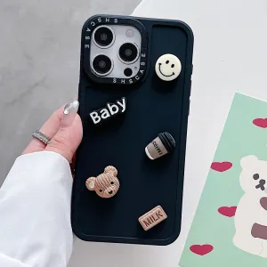 iPhone 16 Pro 3D Rubber Case with Movable Stickers - Black