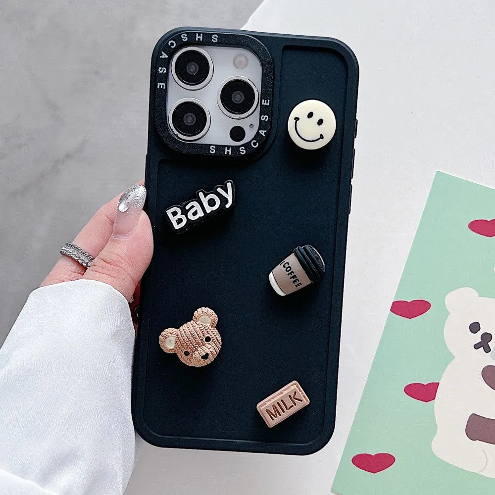 iPhone 16 Pro 3D Rubber Case with Movable Stickers - Black