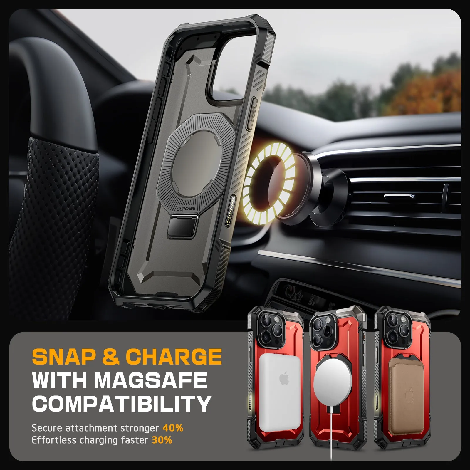 iPhone 16 Pro Max 6.9 inch UB Grip MagSafe Camera Control Button Phone Case-Metallic Red