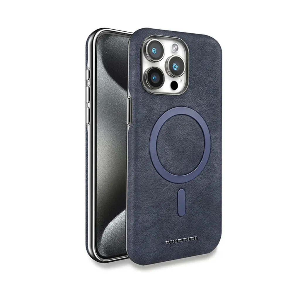 iPhone 16 Pro Max Vintage Electroplated Magnetic Vegan Leather Case