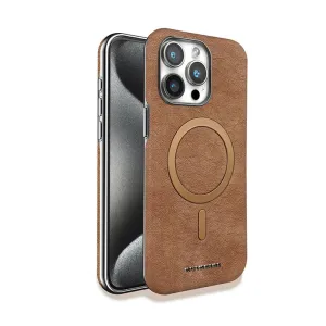 iPhone 16 Pro Max Vintage Electroplated Magnetic Vegan Leather Case
