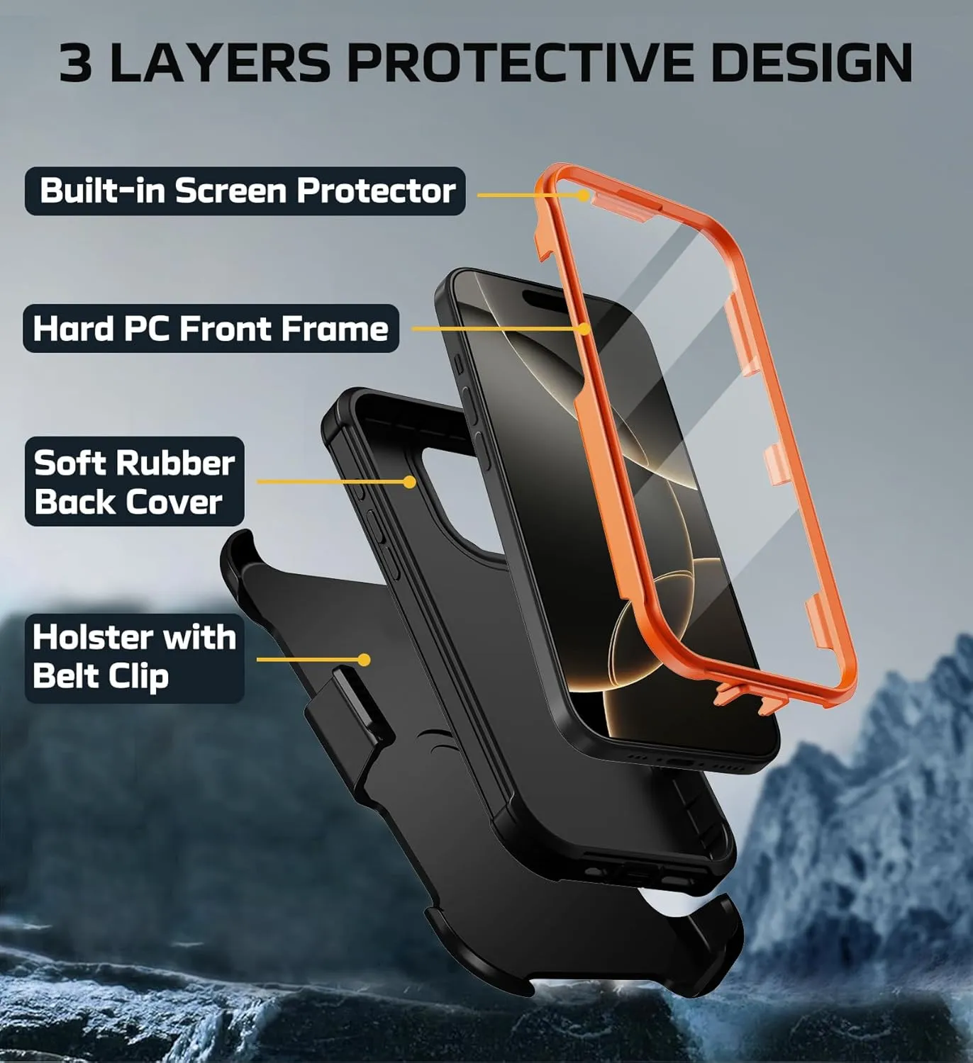 iPhone 16 Pro Military Drop Heavy Duty Protection Belt Clip Case