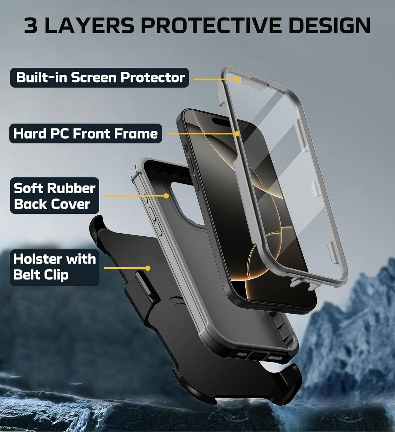 iPhone 16 Pro Military Drop Heavy Duty Protection Belt Clip Case
