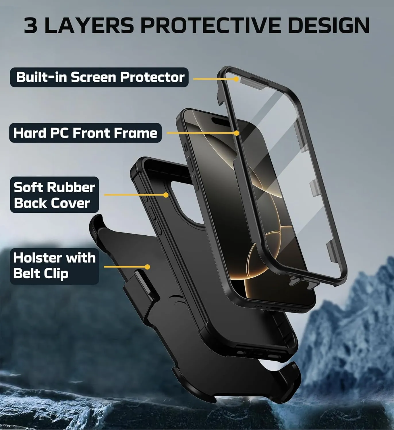 iPhone 16 Pro Military Drop Heavy Duty Protection Belt Clip Case