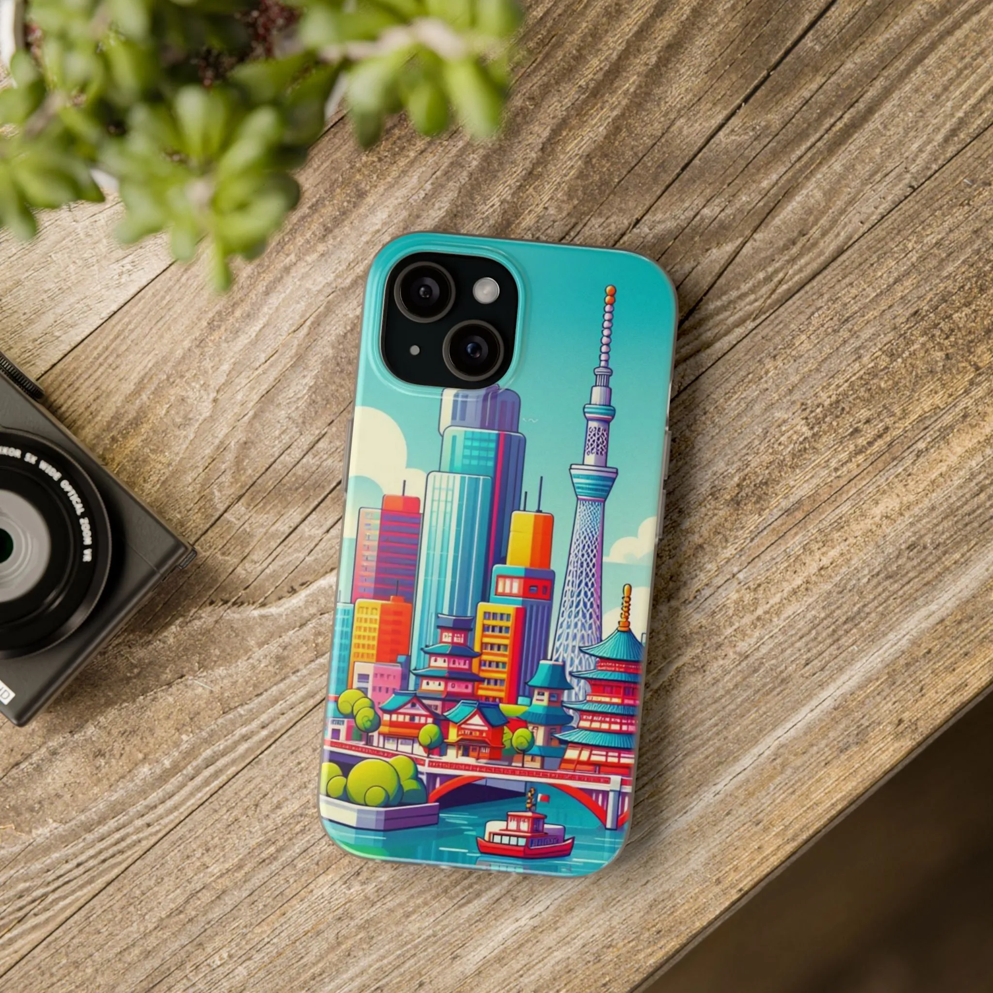 iPhone Flexi Cases with colorful design of the city of Tokyo