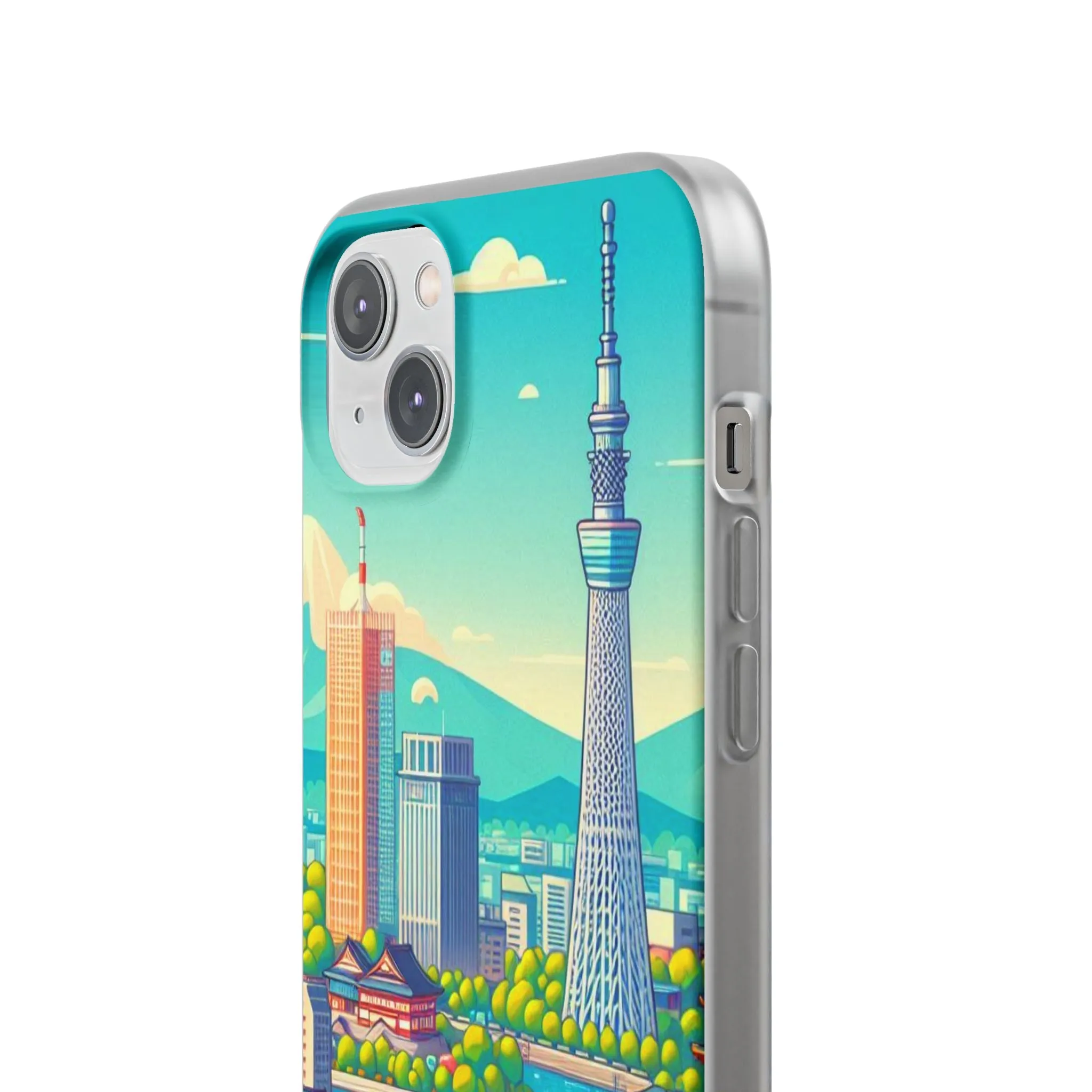 iPhone Flexi Cases with colorful design of the city of Tokyo.