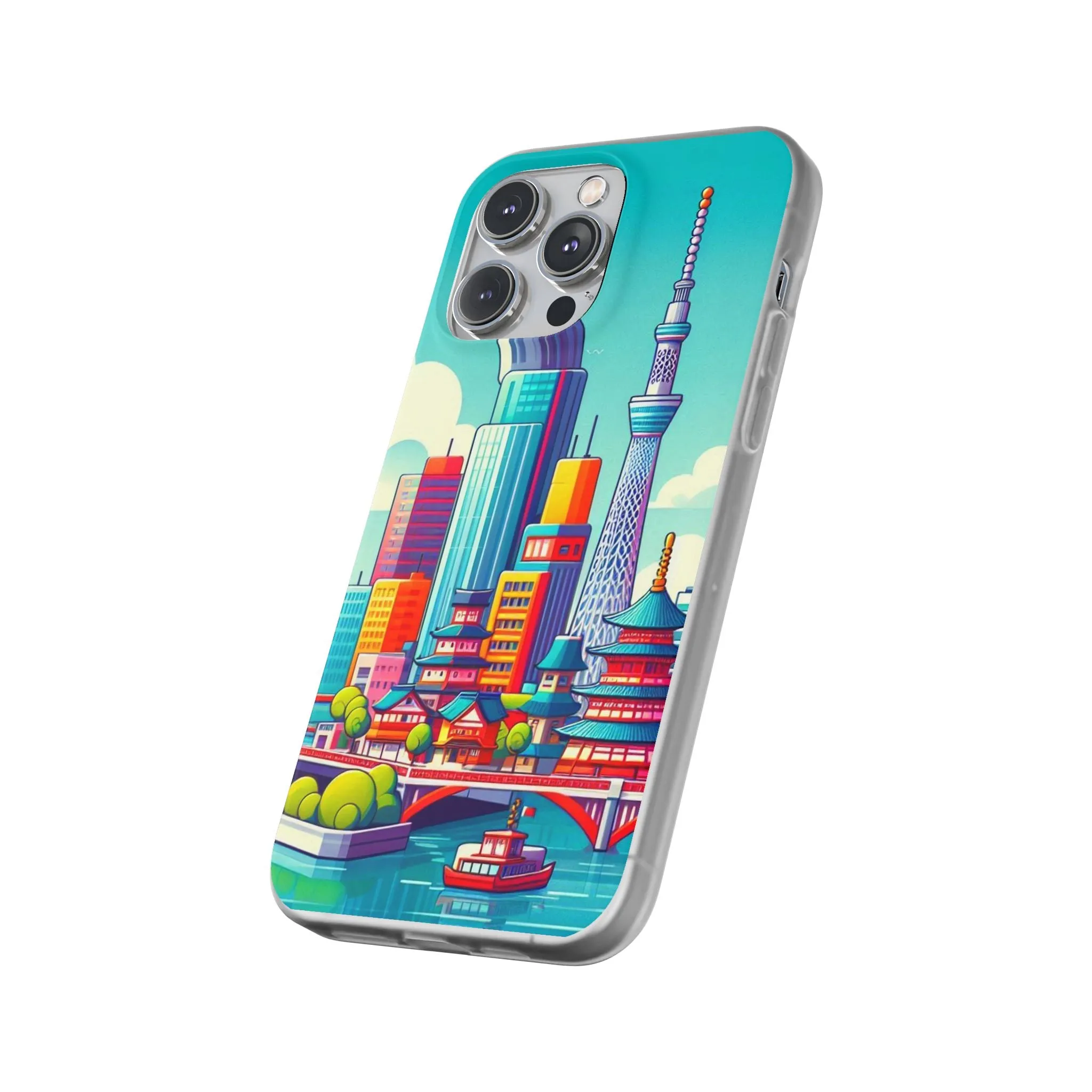 iPhone Flexi Cases with colorful design of the city of Tokyo
