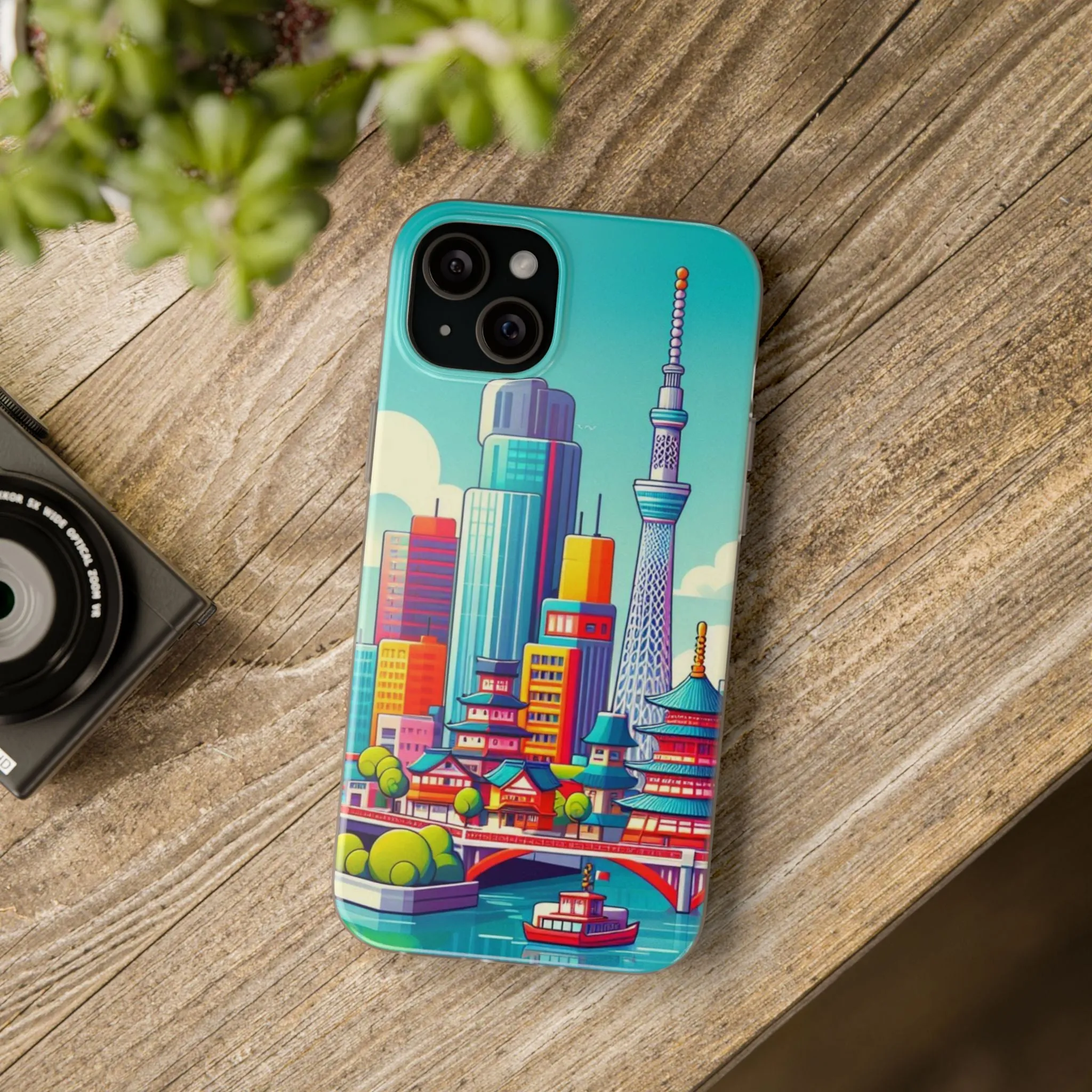 iPhone Flexi Cases with colorful design of the city of Tokyo