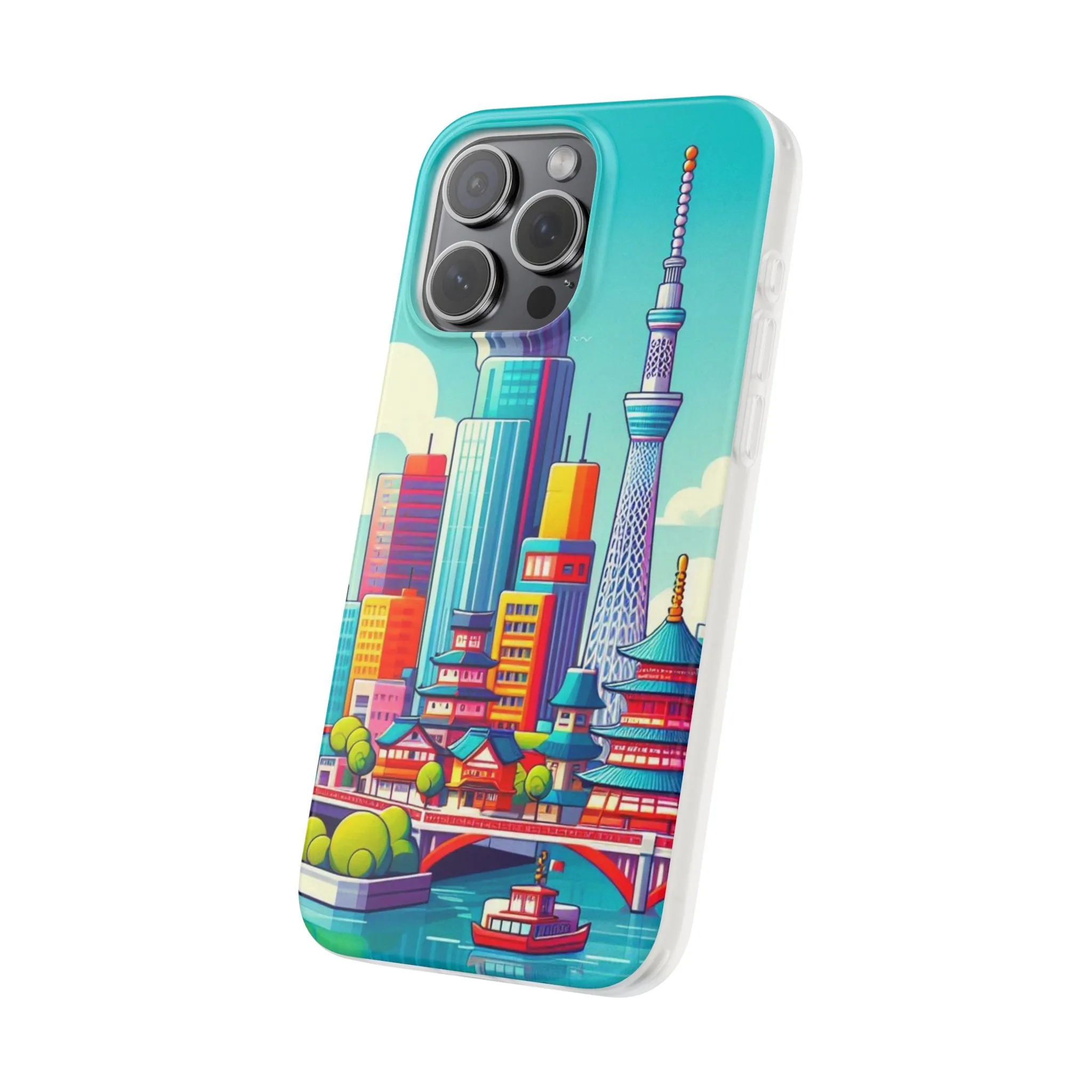 iPhone Flexi Cases with colorful design of the city of Tokyo