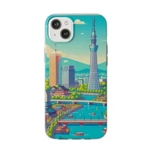 iPhone Flexi Cases with colorful design of the city of Tokyo.