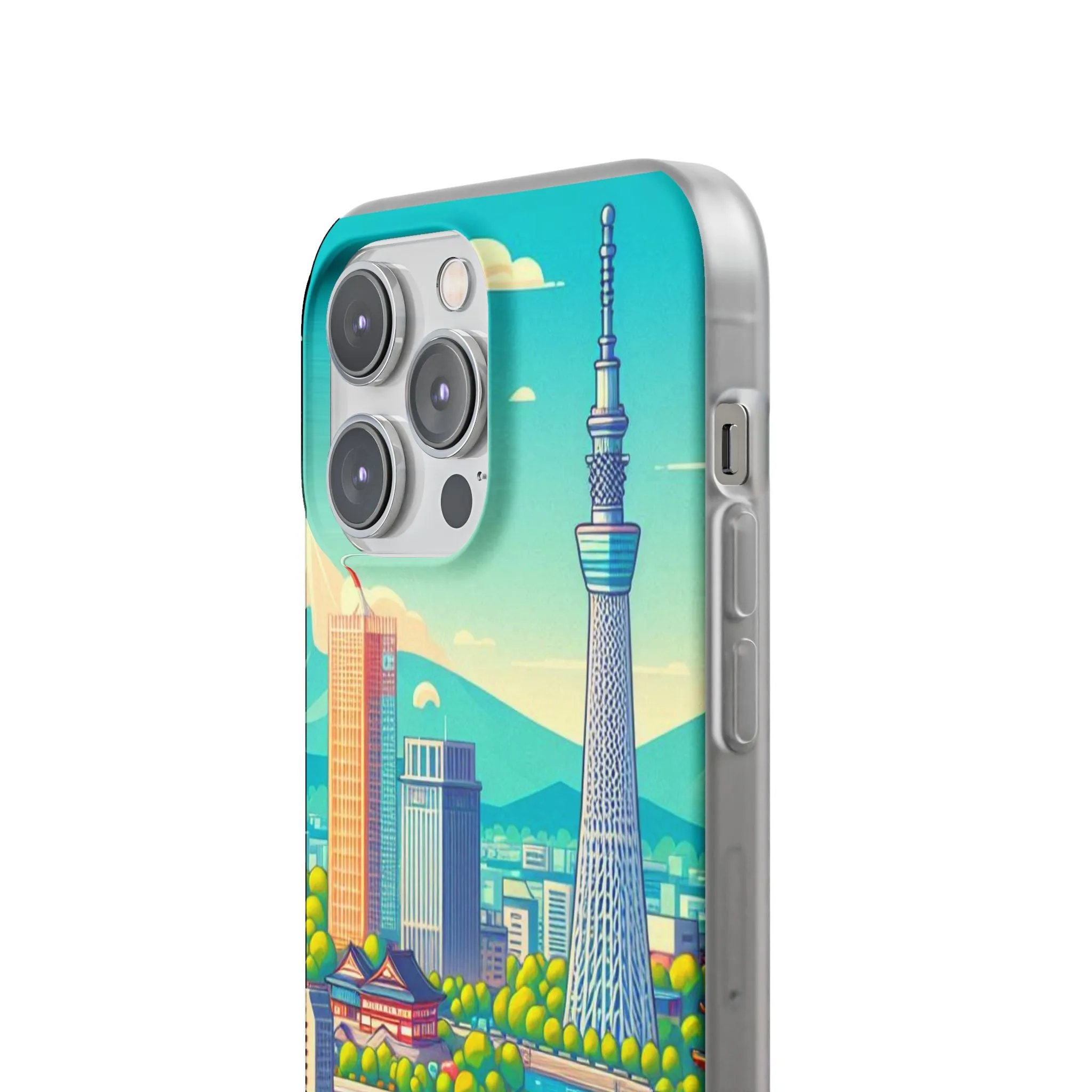 iPhone Flexi Cases with colorful design of the city of Tokyo.