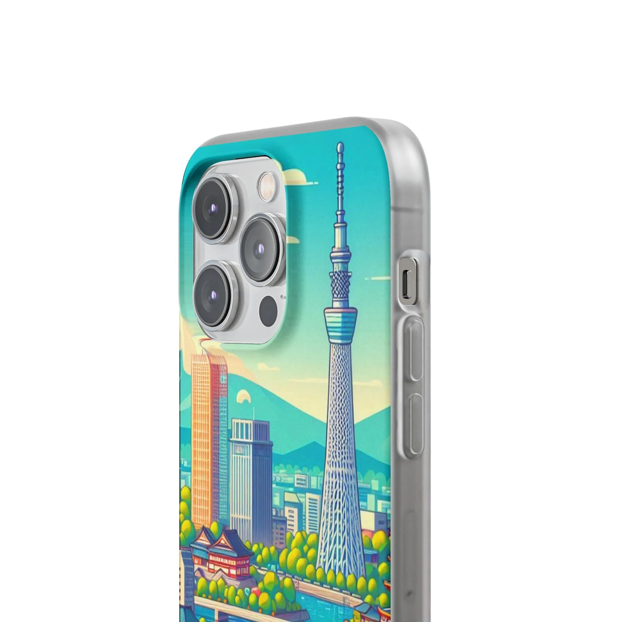 iPhone Flexi Cases with colorful design of the city of Tokyo.