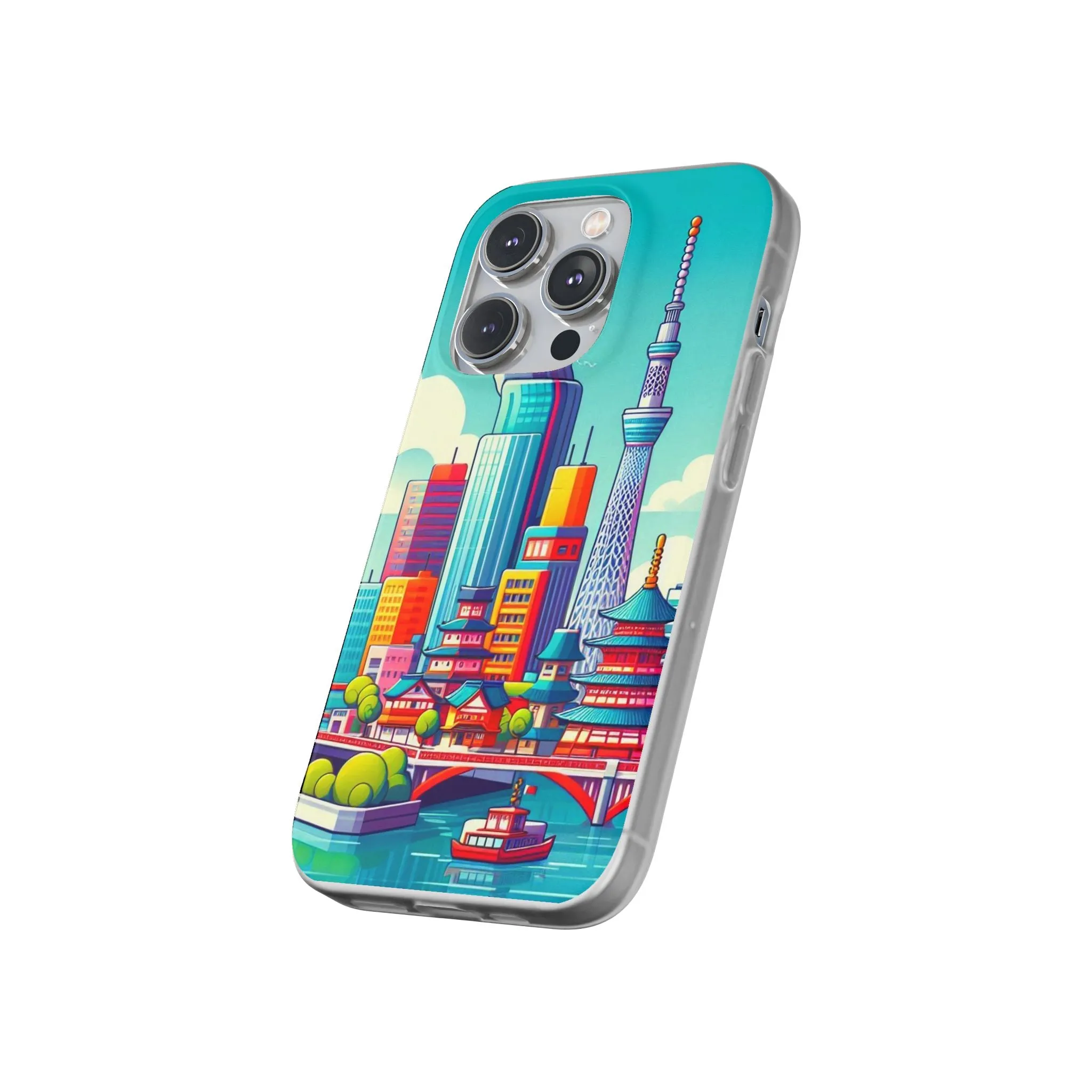 iPhone Flexi Cases with colorful design of the city of Tokyo