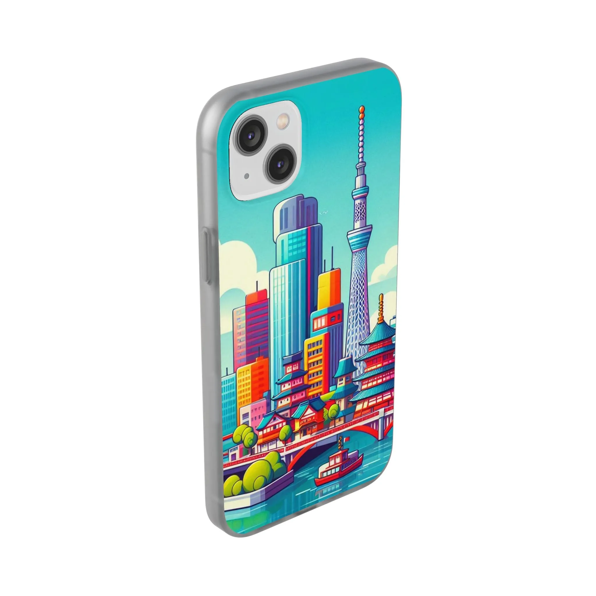 iPhone Flexi Cases with colorful design of the city of Tokyo