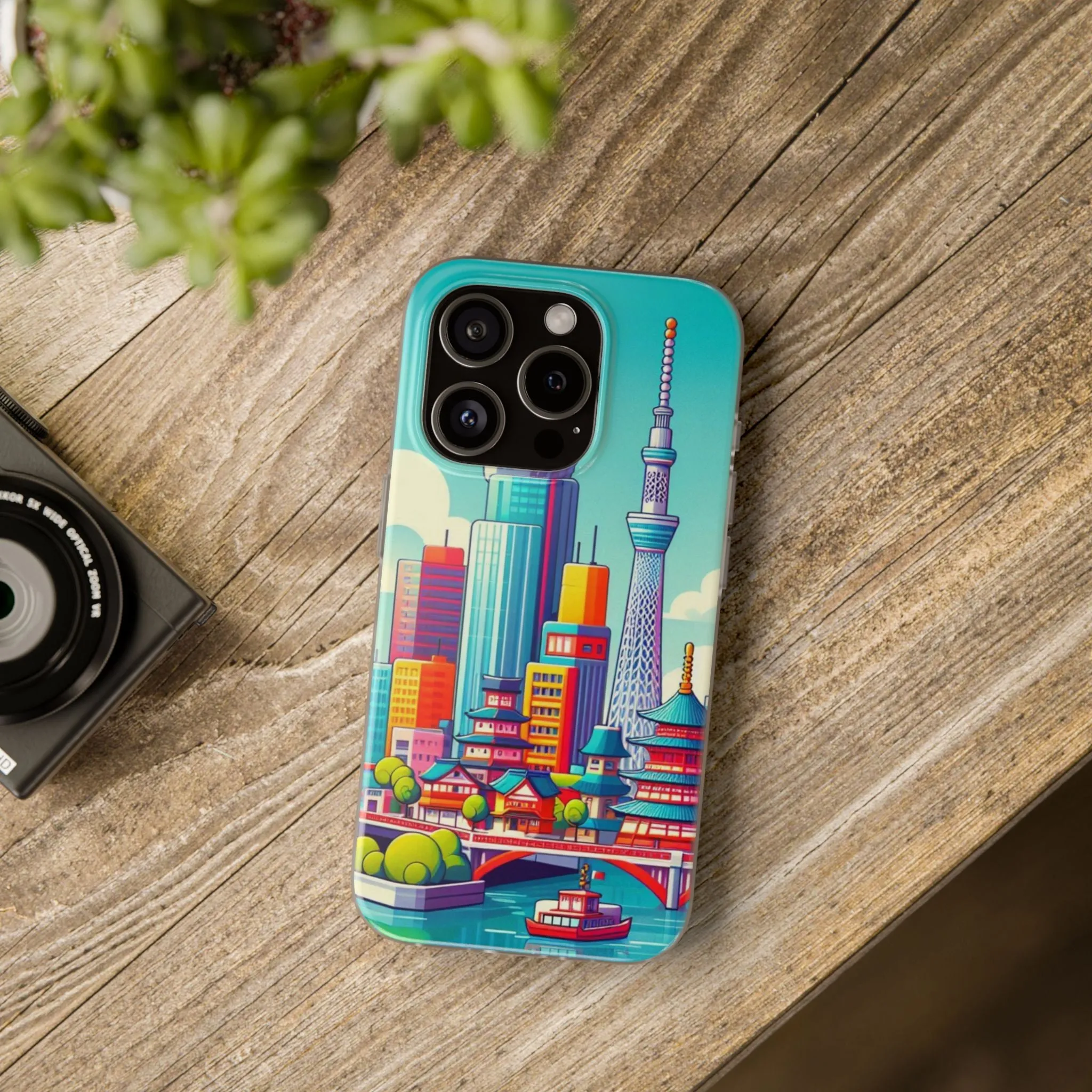 iPhone Flexi Cases with colorful design of the city of Tokyo