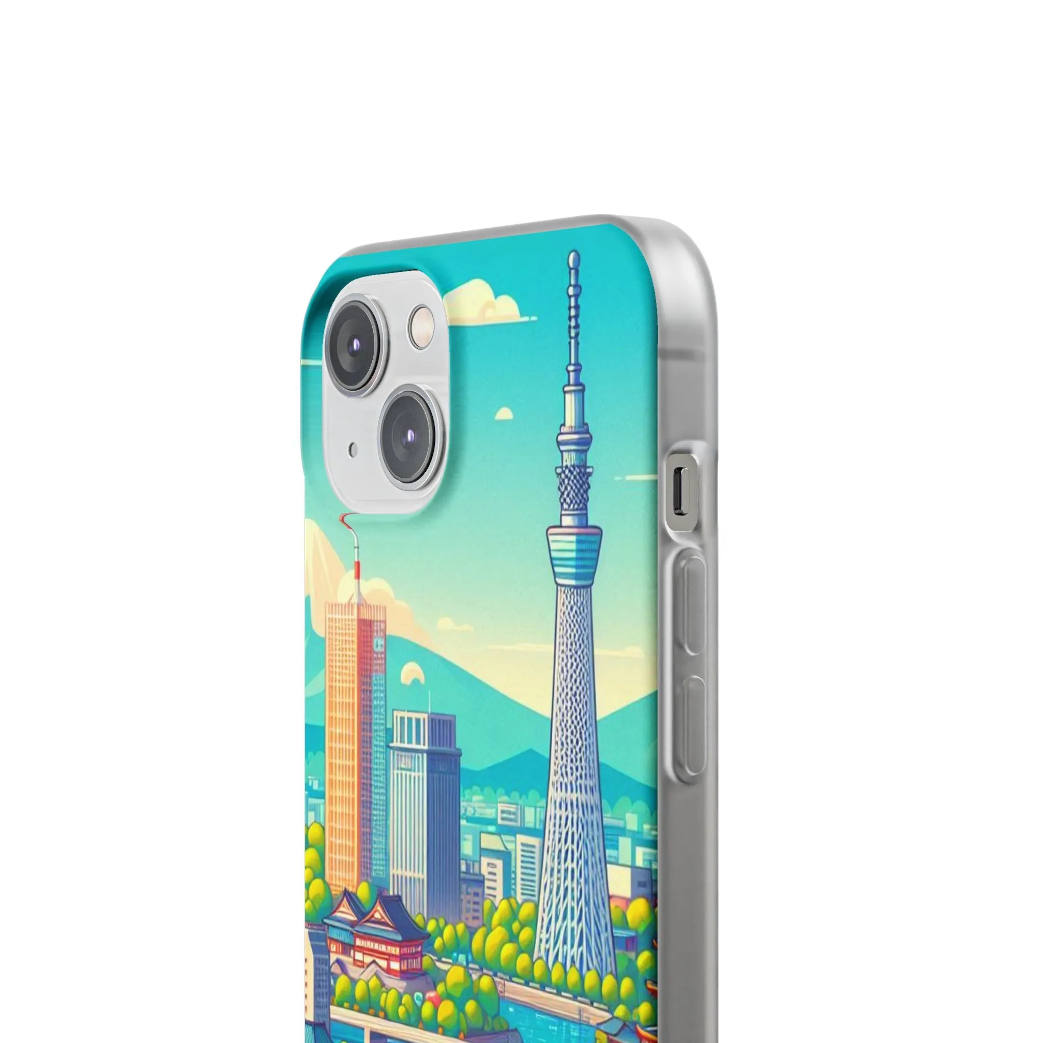 iPhone Flexi Cases with colorful design of the city of Tokyo.