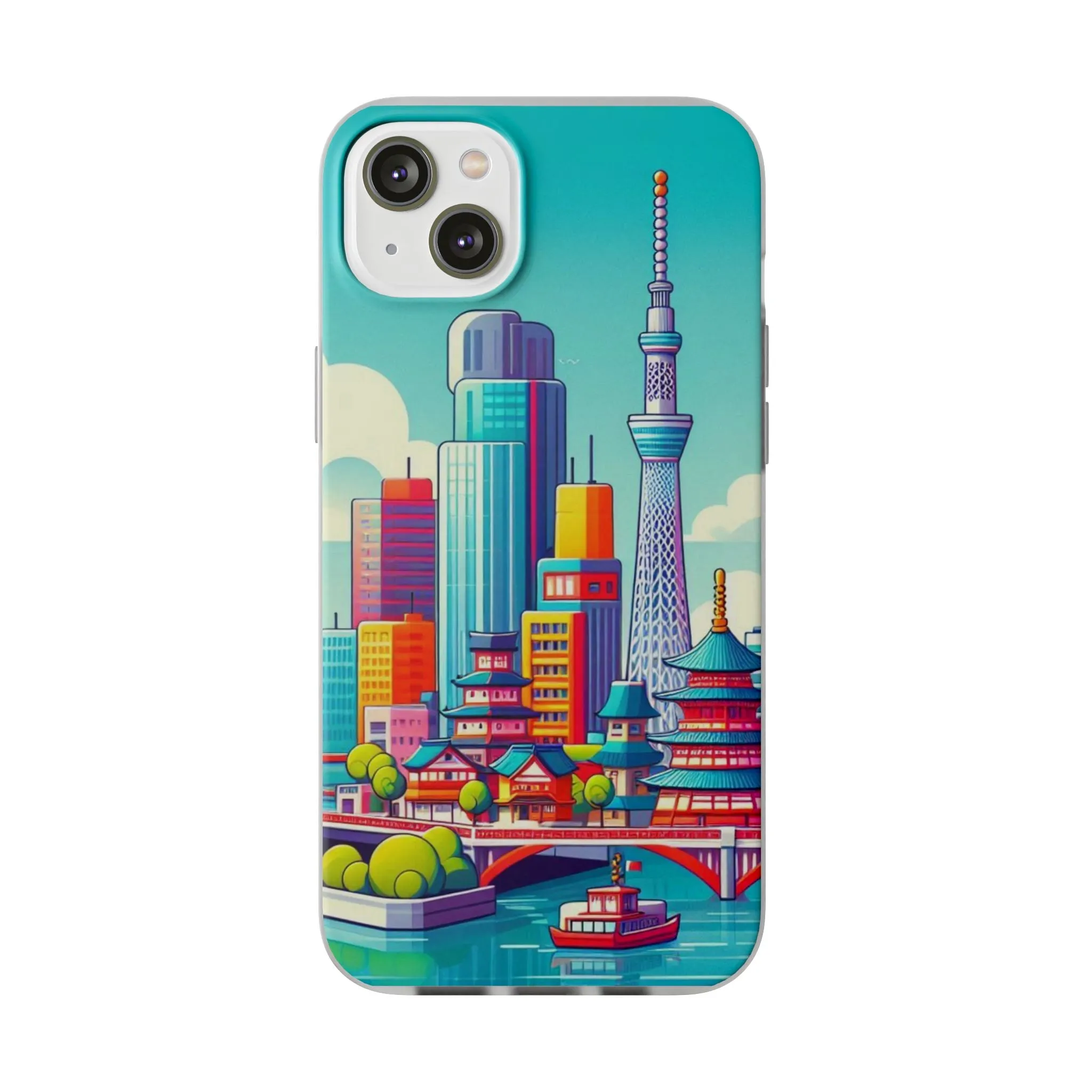 iPhone Flexi Cases with colorful design of the city of Tokyo