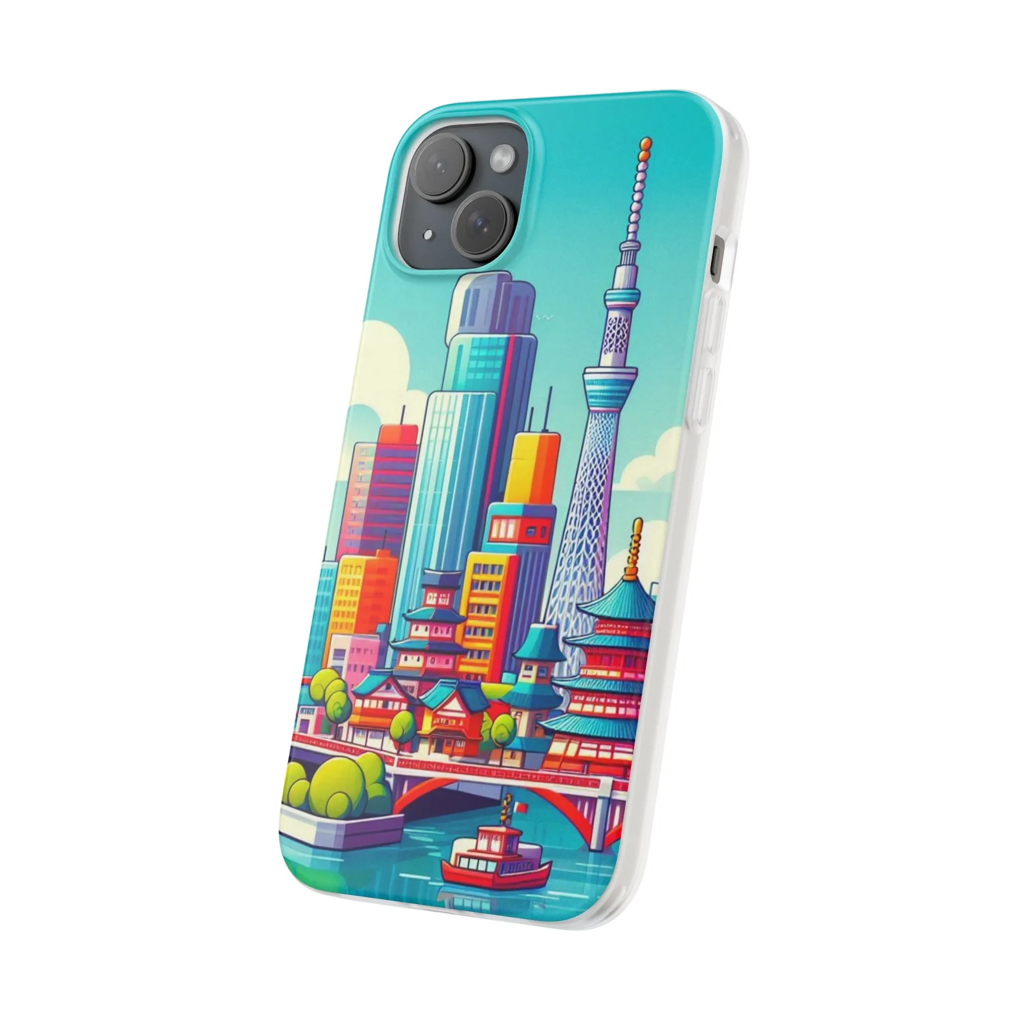 iPhone Flexi Cases with colorful design of the city of Tokyo